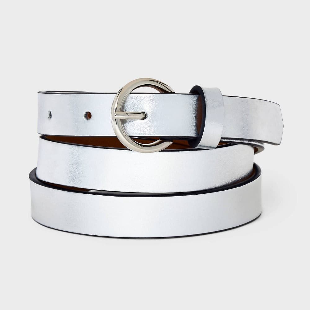 Women's Metallic Belt - A New Day™ Silver XXL — image 1