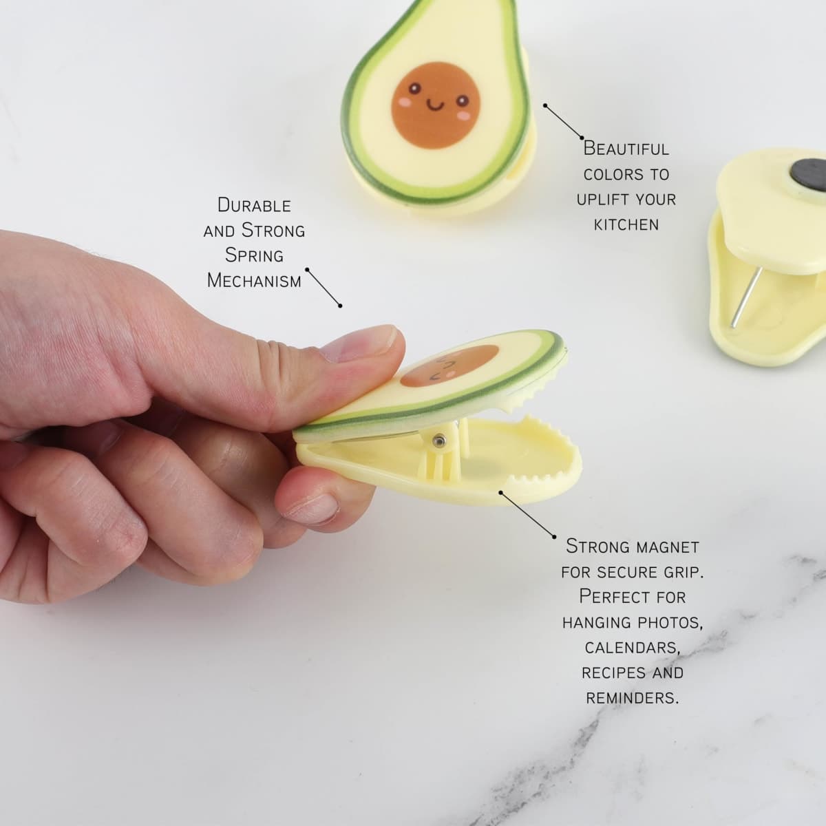 COOK WITH COLOR Cute Bag Clips - Funny Snack Clips,Magnetic Chip Clips for Bags - Kitchen and Food Bag Clips for Airtight Seal for Food Storage, Avocado, Pack of 8 thumbnail 2