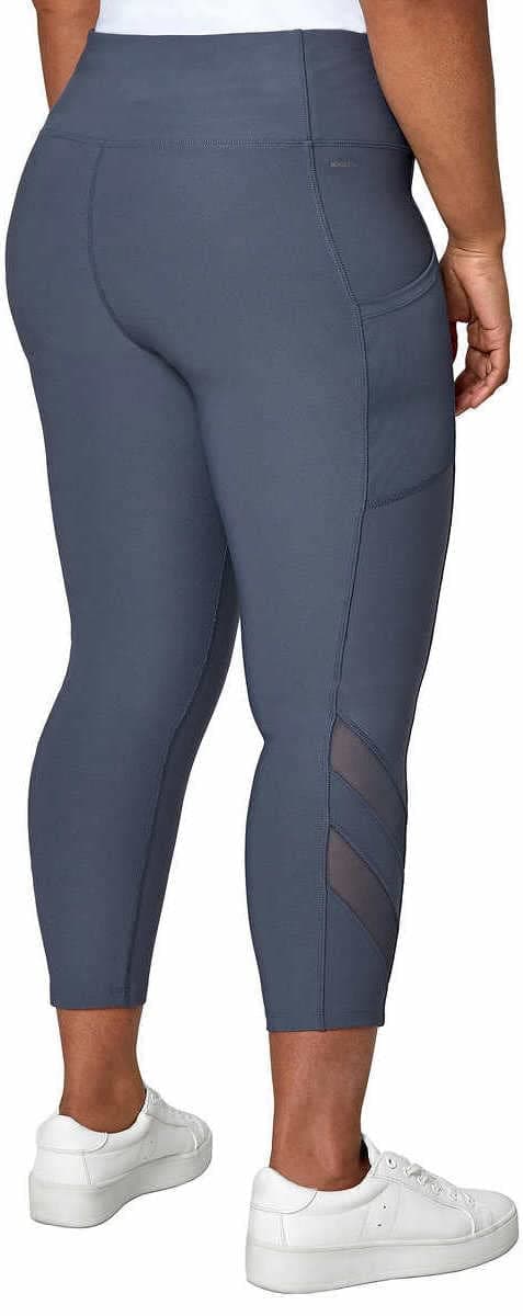 Mondetta Womens Midweight High Waisted Mesh Capri Legging, Black, XX-Large thumbnail 2