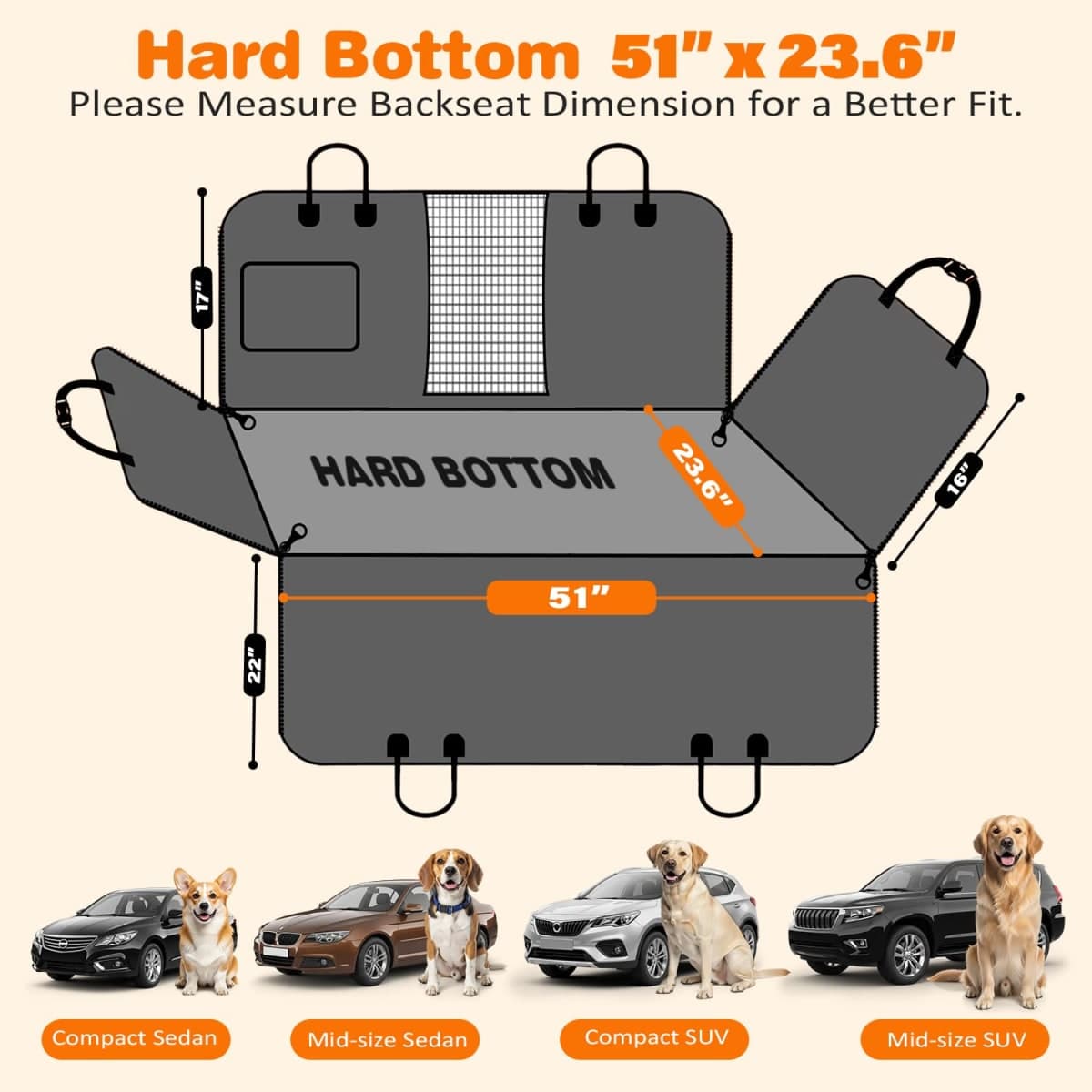 URPOWER Dog Car Seat Cover for Back Seat, Waterproof Hammock for Car & SUV thumbnail 5