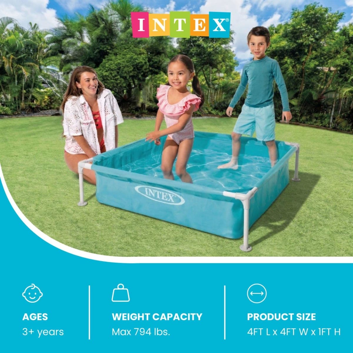 INTEX Kiddie Pool 4ftx 12in Metal Frame for Baby Water Play thumbnail 2