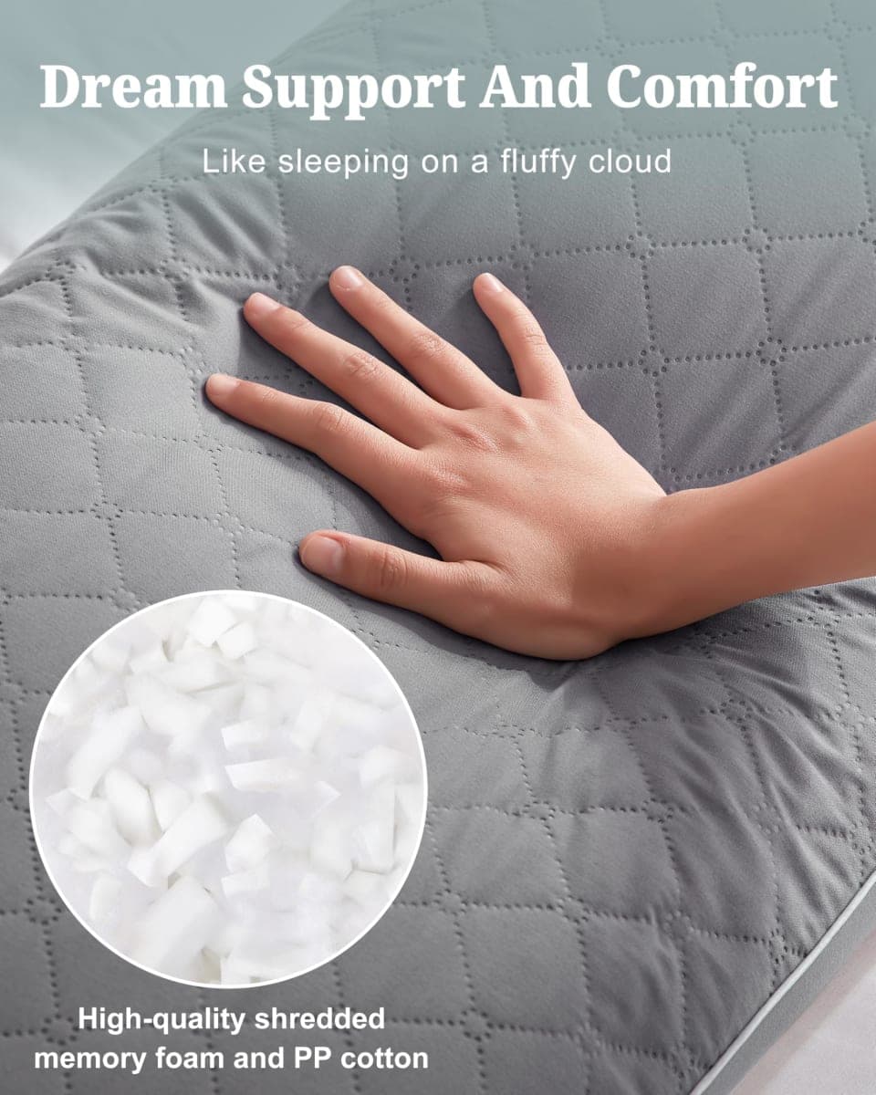 YZ HOME Long Body Pillow for Adults, Firm Body Pillow Shredded Memory Foam, Adjustable Height,Support for Side Sleeping & Pregnant Women,White thumbnail 4