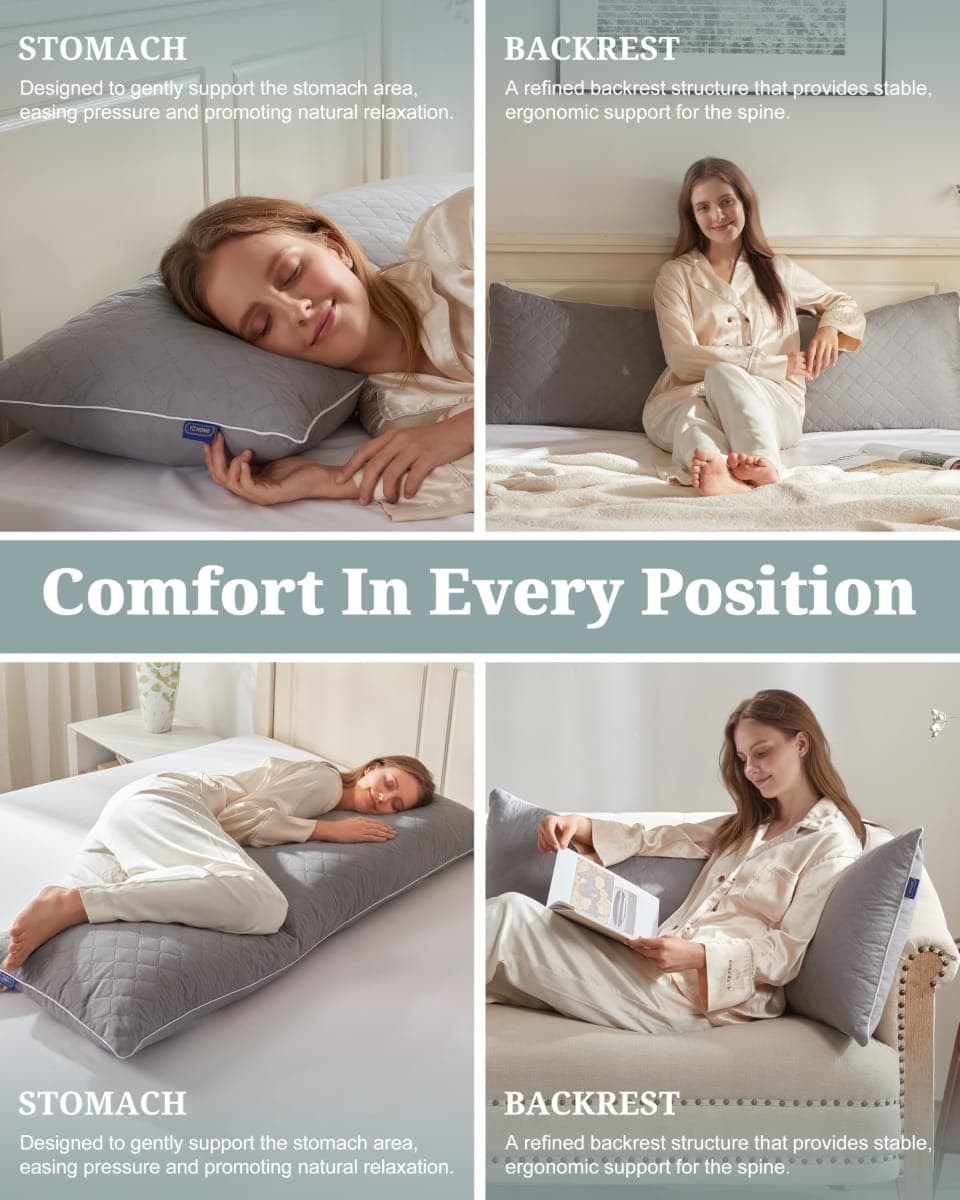 YZ HOME Long Body Pillow for Adults, Firm Body Pillow Shredded Memory Foam, Adjustable Height,Support for Side Sleeping & Pregnant Women,White thumbnail 5