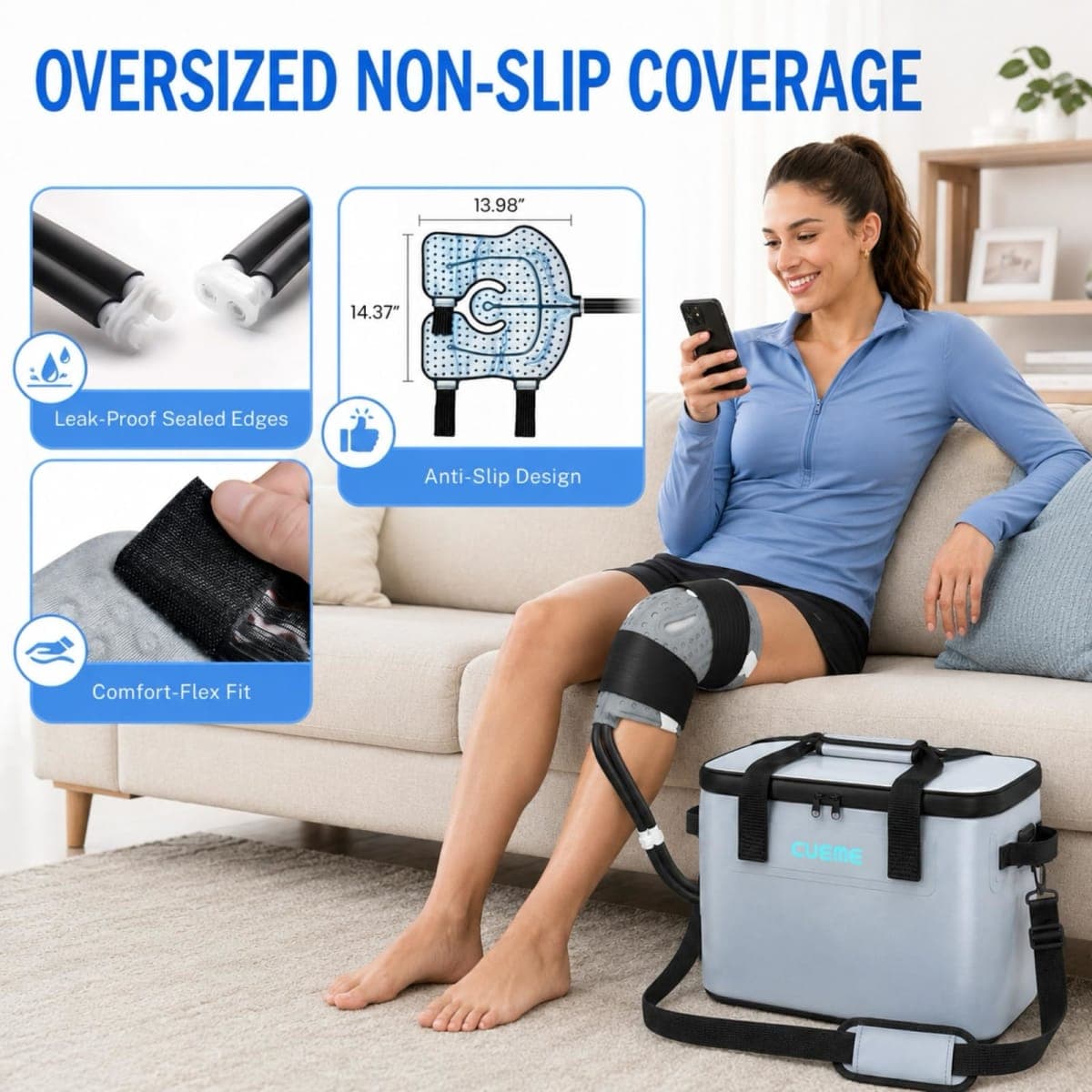 CUEME Ice Machine for Knee After Surgery, Programmable Timer & Quiet Motor thumbnail 4