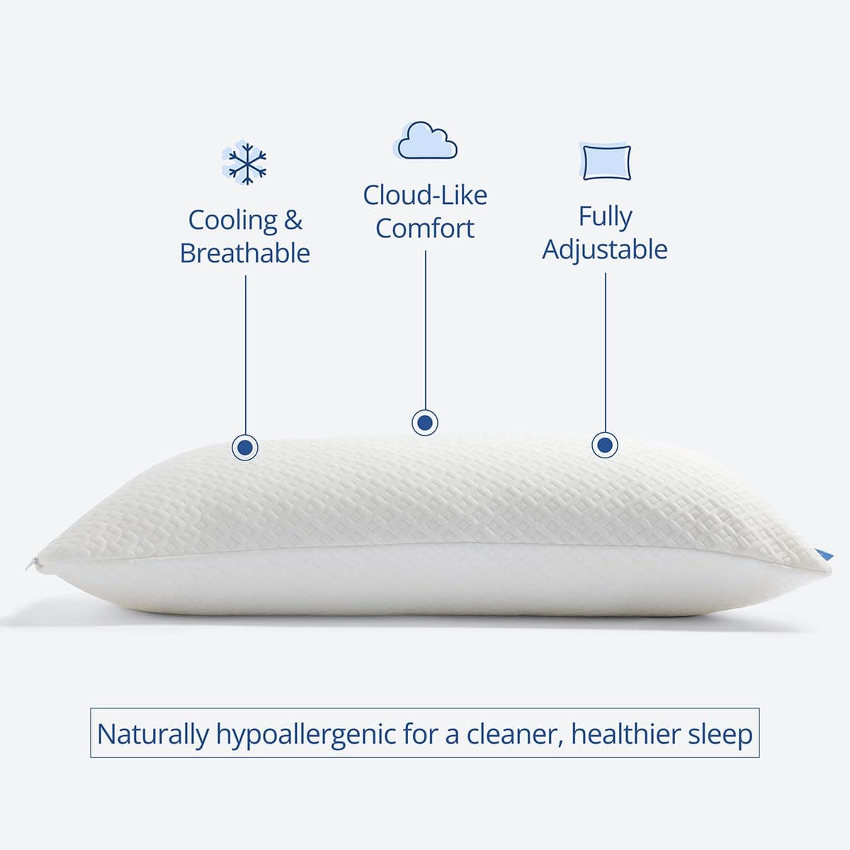Cosy House Collection Luxury Rayon Derived from Bamboo Shredded Memory Foam Pillow - Adjustable & Removable Fill - Cool & Breathable Cover with Zipper for Side, Back, & Stomach Sleepers (Queen) thumbnail 2