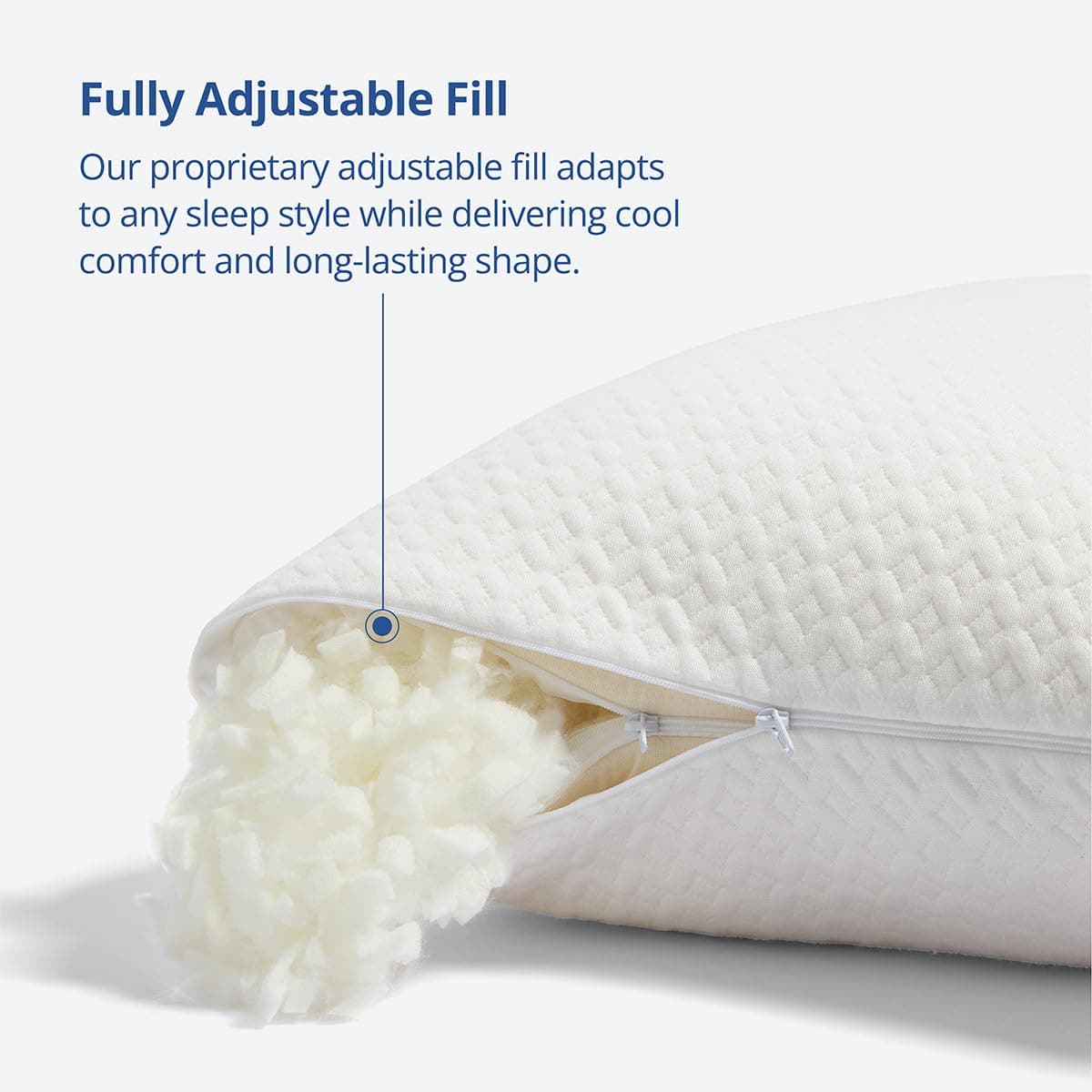 Cosy House Collection Luxury Rayon Derived from Bamboo Shredded Memory Foam Pillow - Adjustable & Removable Fill - Cool & Breathable Cover with Zipper for Side, Back, & Stomach Sleepers (Queen) thumbnail 3
