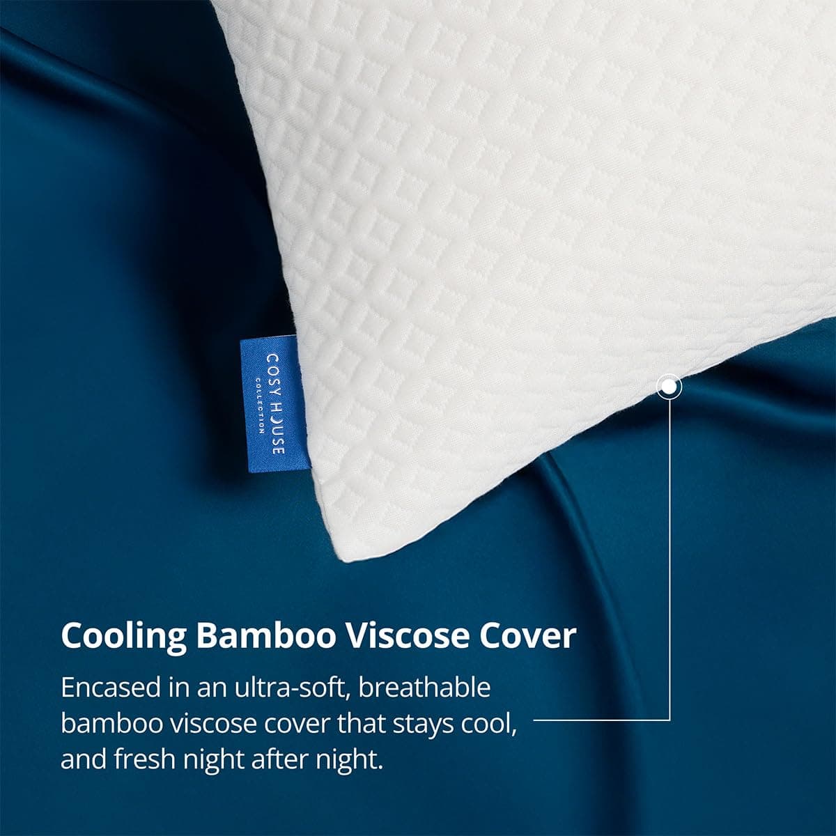 Cosy House Collection Luxury Rayon Derived from Bamboo Shredded Memory Foam Pillow - Adjustable & Removable Fill - Cool & Breathable Cover with Zipper for Side, Back, & Stomach Sleepers (Queen) thumbnail 4