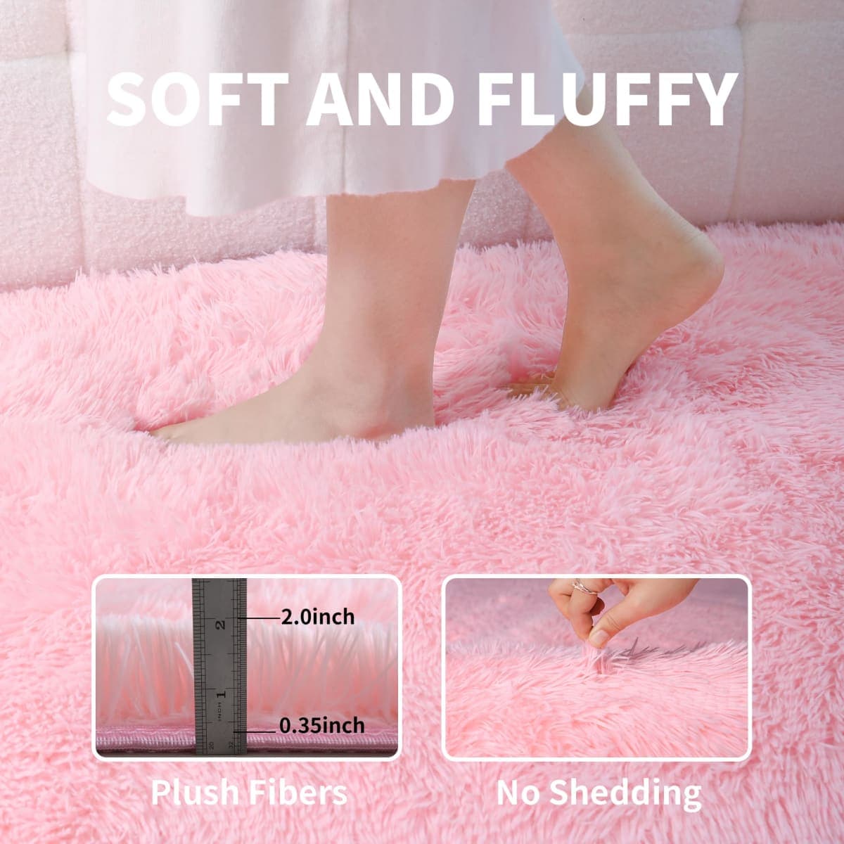 Pink 4x6" Soft Rugs for Bedroom Girls, Washable Plush Rug thumbnail 3