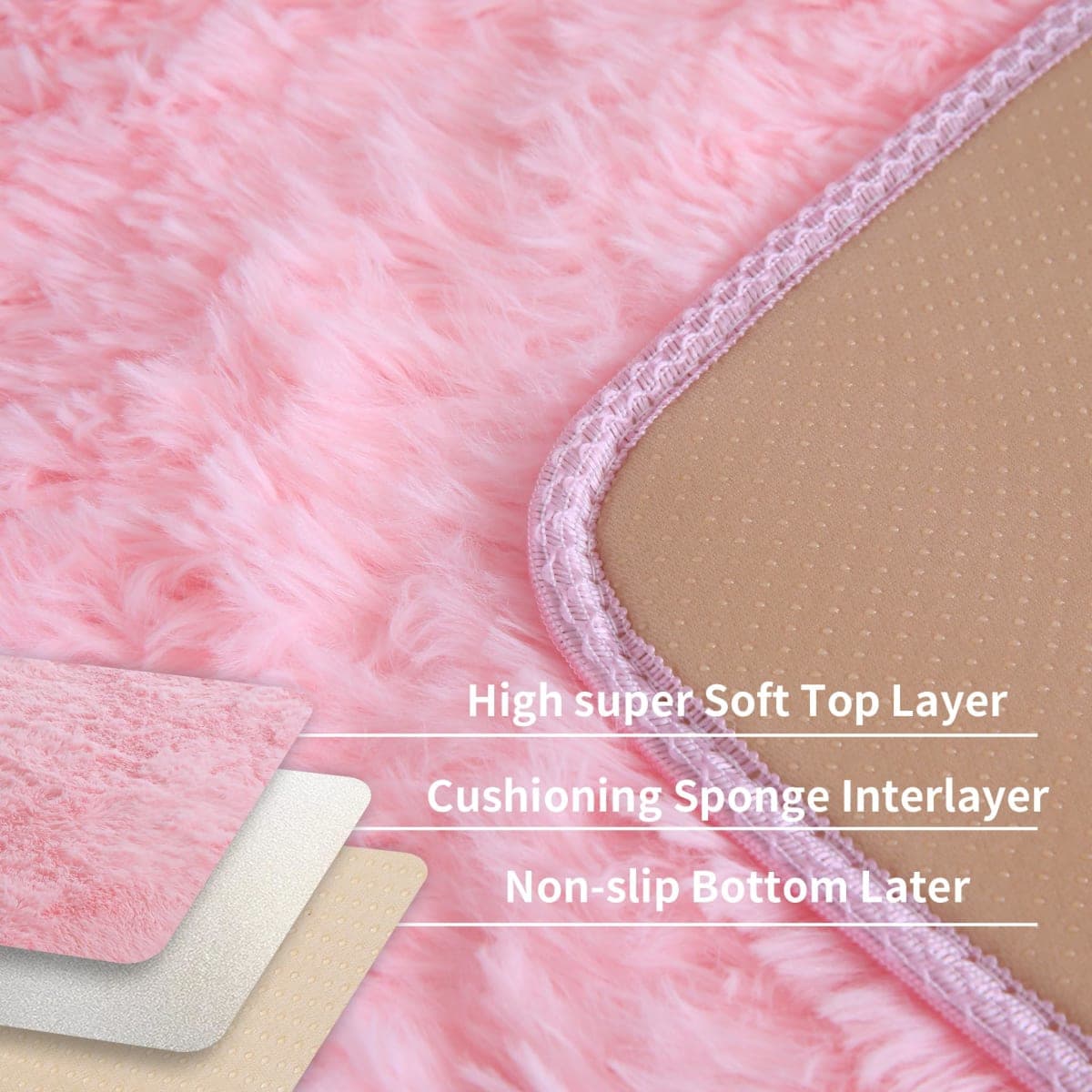 Pink 4x6" Soft Rugs for Bedroom Girls, Washable Plush Rug thumbnail 4