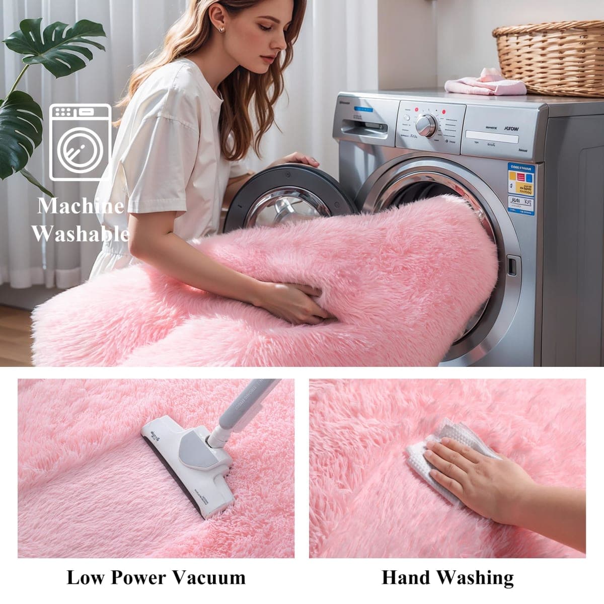 Pink 4x6" Soft Rugs for Bedroom Girls, Washable Plush Rug thumbnail 5