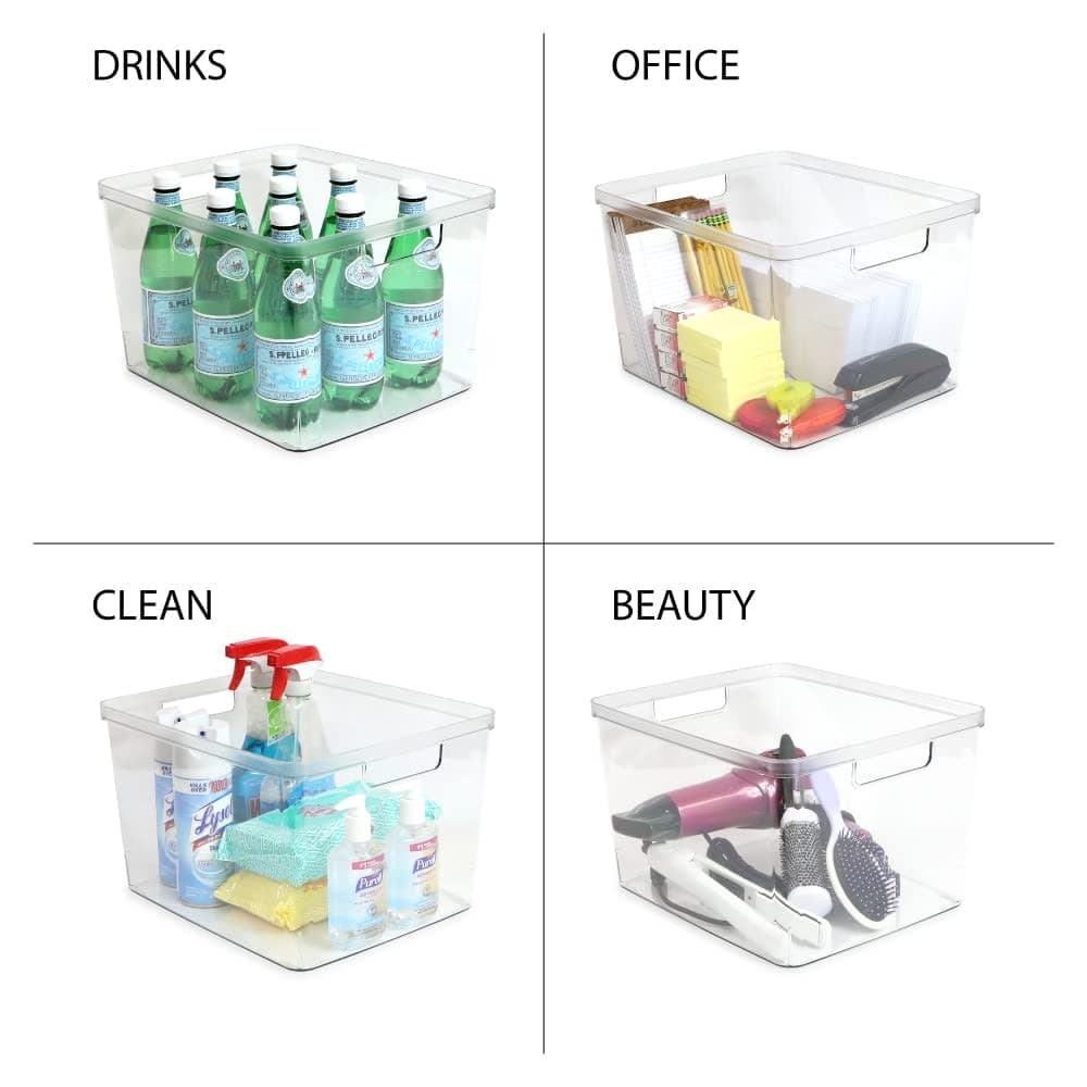 Isaac Jacobs 2-Pack Extra-Large Clear Storage Bins (11.5” L x 14” W x 9” H) w/Cutout Handles, Plastic Organizer for Home, for Kitchen, Fridge, Pantry, BPA Free, Food Safe (2-Pack, Extra-Large) thumbnail 4