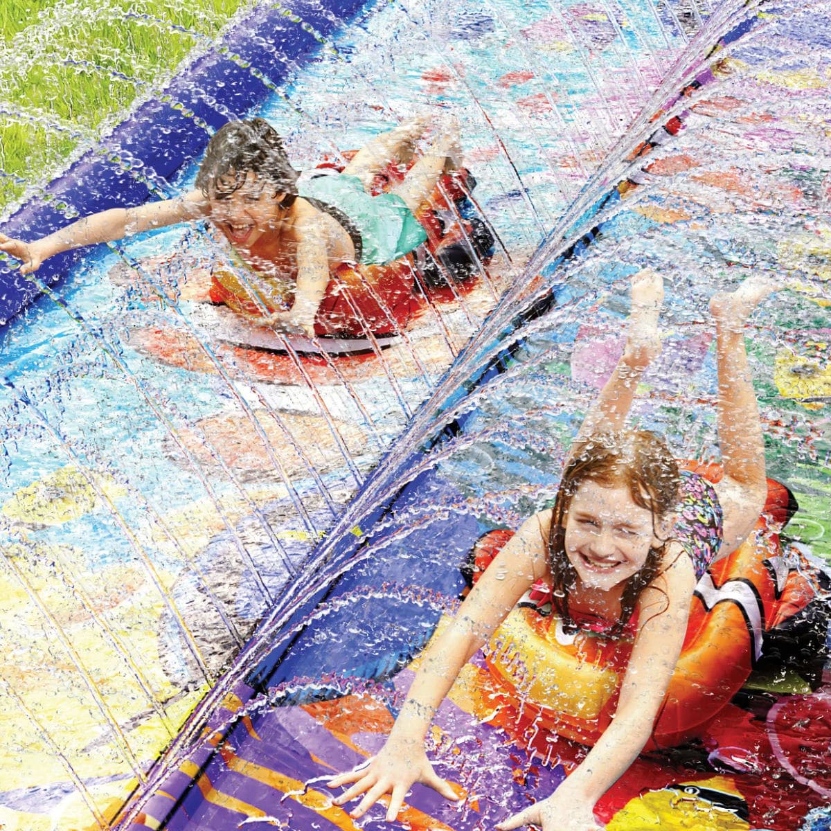 Undersea Water Dual Slip and Slide - 18 Ft X 5 Ft Slip N Slide and Sprinkler Splash Pad, Water Slide with Body Boards thumbnail 2