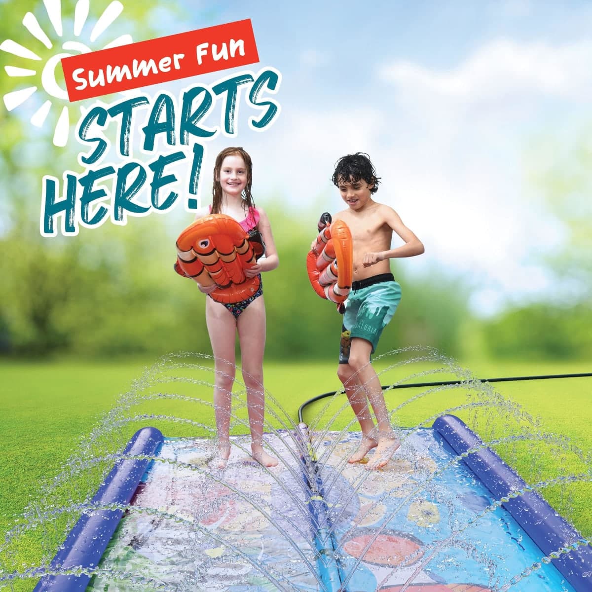 Undersea Water Dual Slip and Slide - 18 Ft X 5 Ft Slip N Slide and Sprinkler Splash Pad, Water Slide with Body Boards thumbnail 3