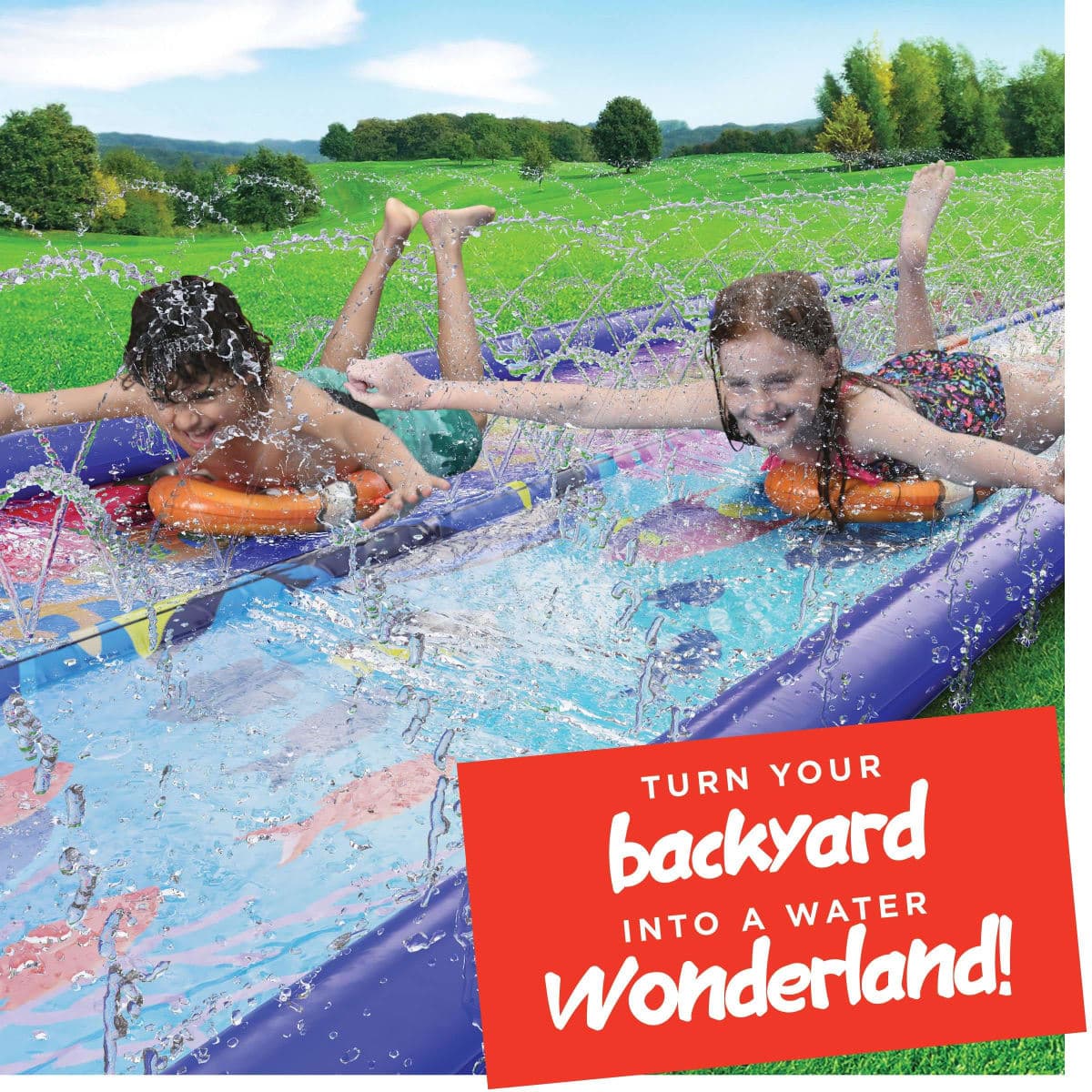 Undersea Water Dual Slip and Slide - 18 Ft X 5 Ft Slip N Slide and Sprinkler Splash Pad, Water Slide with Body Boards thumbnail 5