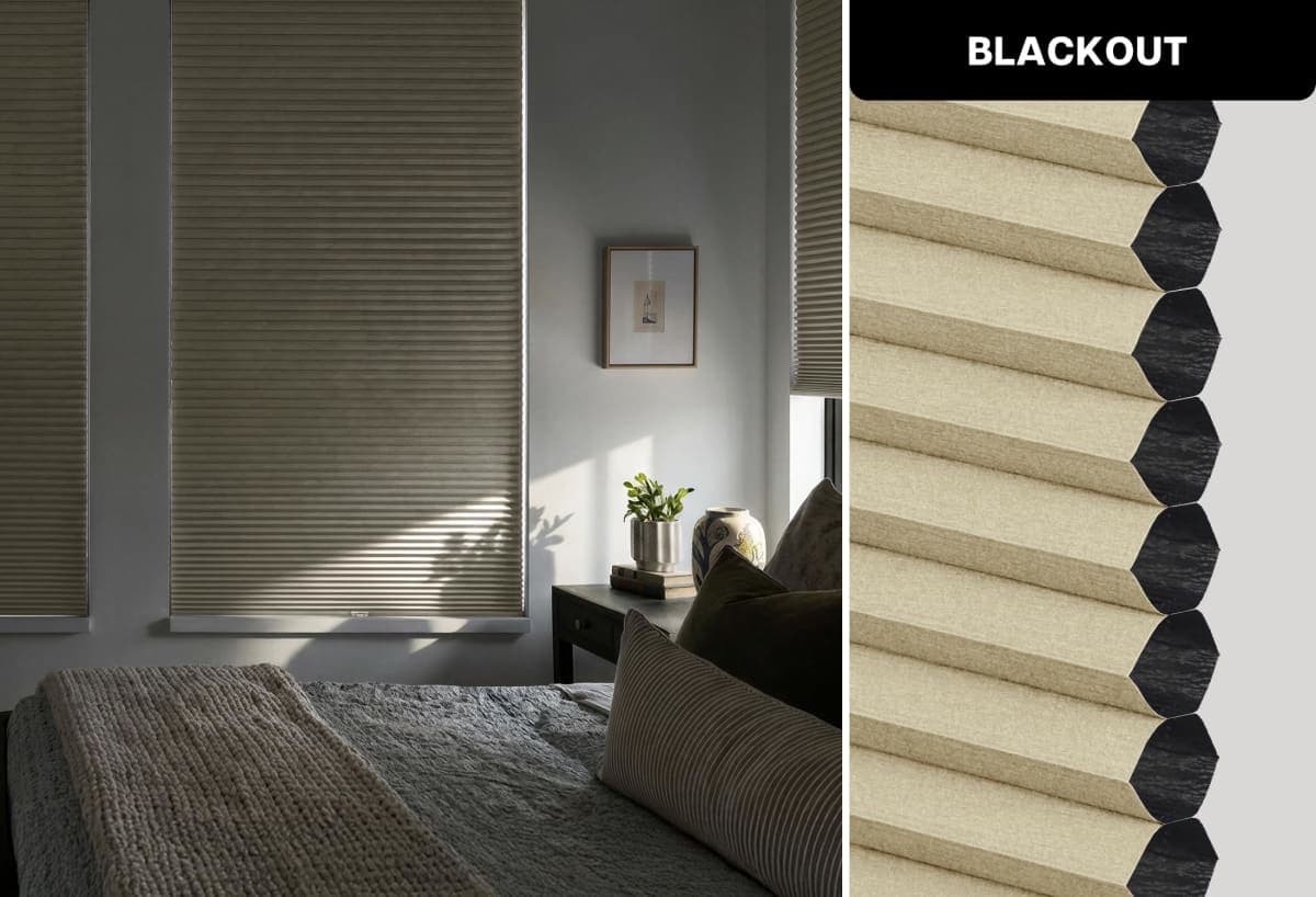 LazBlinds Cordless Cellular Shades No Tools No Drill Blackout Cellular Blinds for Window Size 23" W x 64" H, Soft Cream thumbnail 4