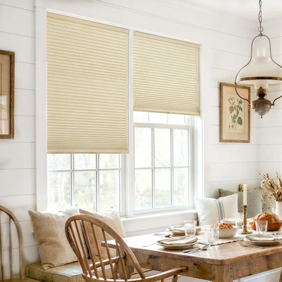 LazBlinds Cordless Cellular Shades No Tools No Drill Blackout Cellular Blinds for Window Size 23" W x 64" H, Soft Cream thumbnail 5
