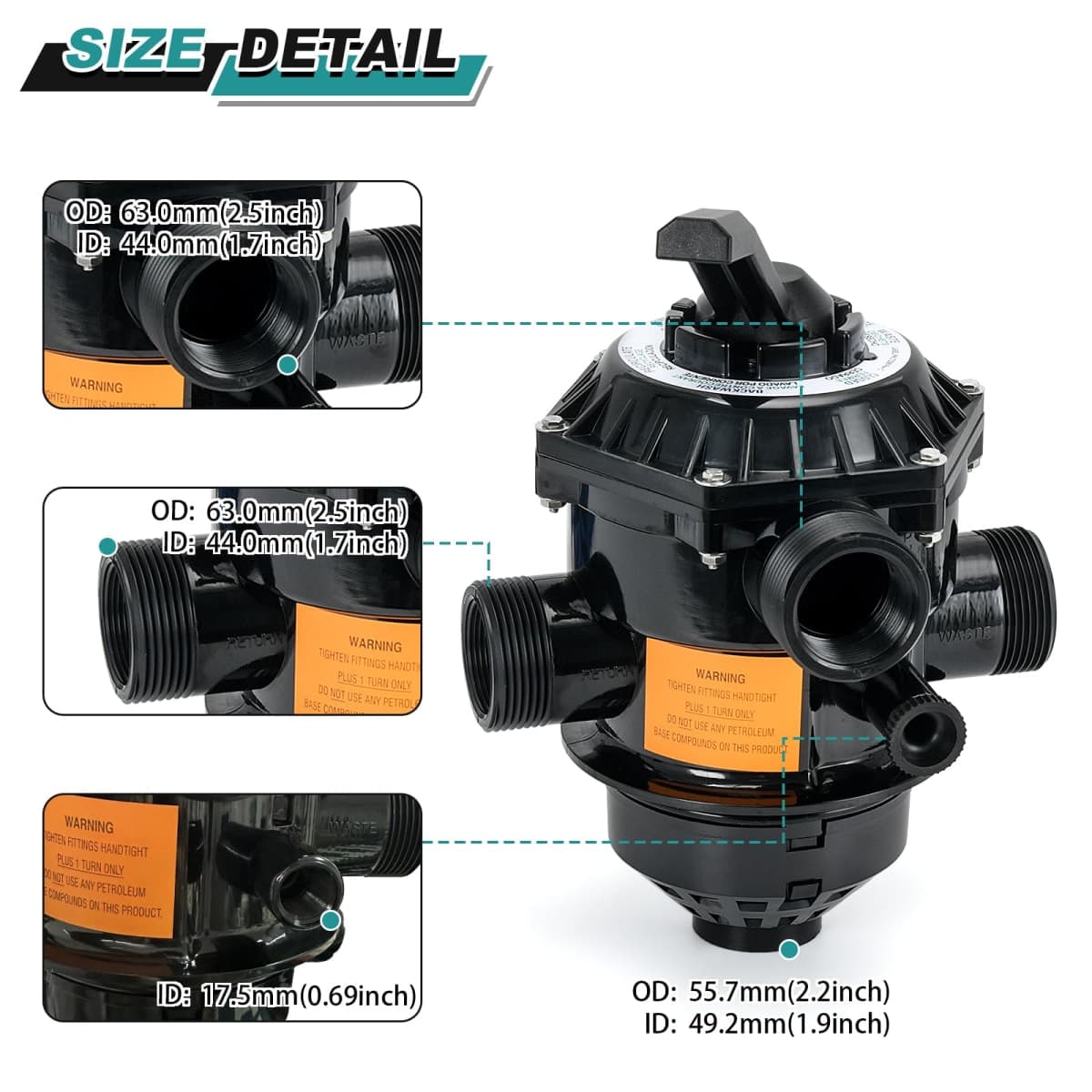 262506 1-1/2-Inch 6-Way Clamp Style Valve Compatible with pentair Multiport Valve,Fit for Tagelus/Sand Dollar/Meteor Pool and Spa Sand Filter (262506) thumbnail 2