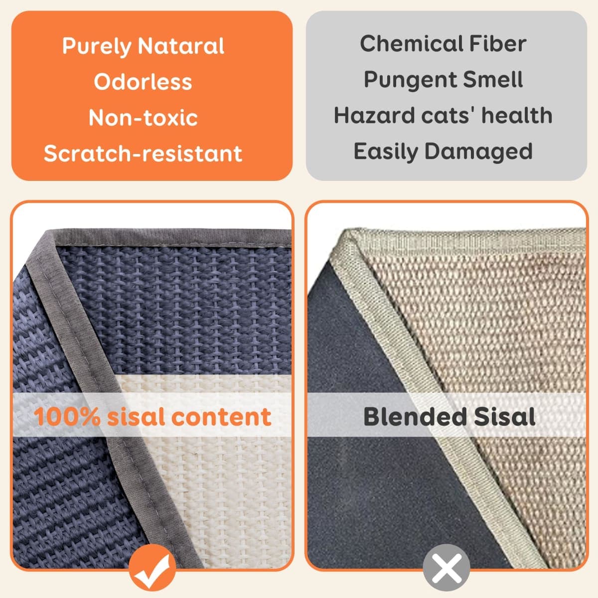 Extra-Larger Sisal Cat Scratcher Bed, Durable Cat Scratching Post with Hammock for Indoor Cats Lounger & Sleep & Scratch, Natural Sisal Cat Scratch Pad, Sturdy Solid Wood Frame (BeigeBlue) thumbnail 2