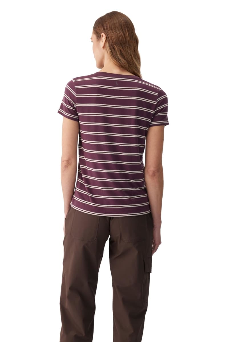 LOLË Dynamic Women's Merino-Blend V-Neck Tee, Breathable, Everyday, Mulberry Dynamic Stripe, L thumbnail 4