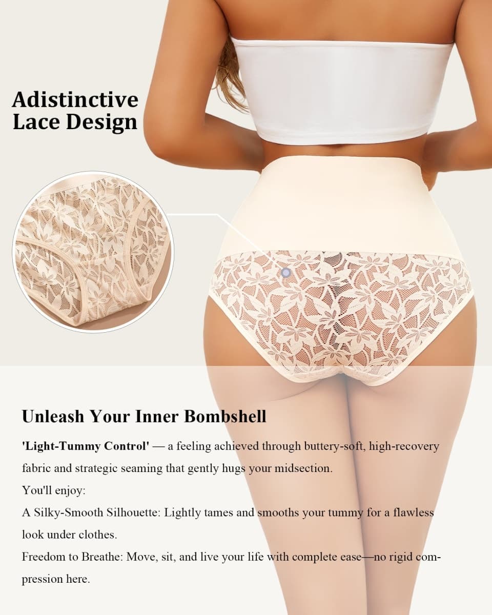 QDWQDW Shapewear for Women Tummy Control High Waisted Seamless Womens Underwear 4-Pack Sexy Lace Plus Size Panties thumbnail 5