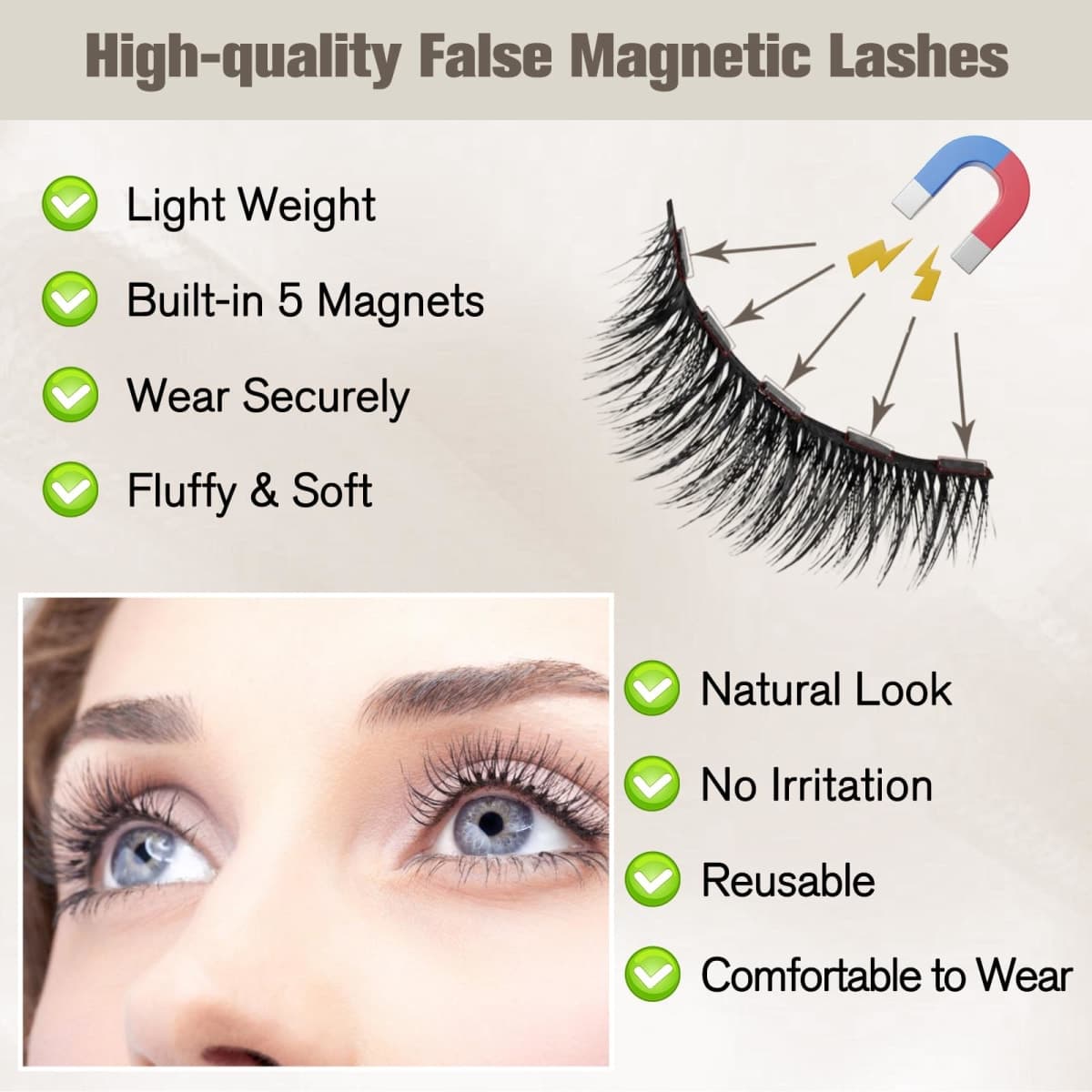 Magnetic Eyelashes with Applicator, Magnetic False Eyelashes with a Lash Applicator Tool & 50 PCS Spoolie Brush, 2 Pairs Reusable Fake Lashes Kit, Magnetic Eyelash Natural Look No Glue Needed thumbnail 5