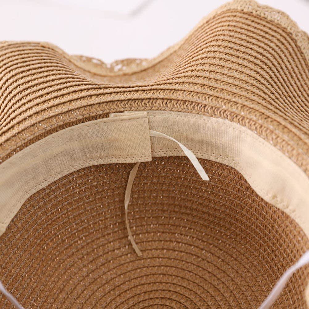 Girls Straw Hat, Floppy Roll Up Summer Cap Bowknot Beach Hat Wide Panama Hat for Kids Children thumbnail 3