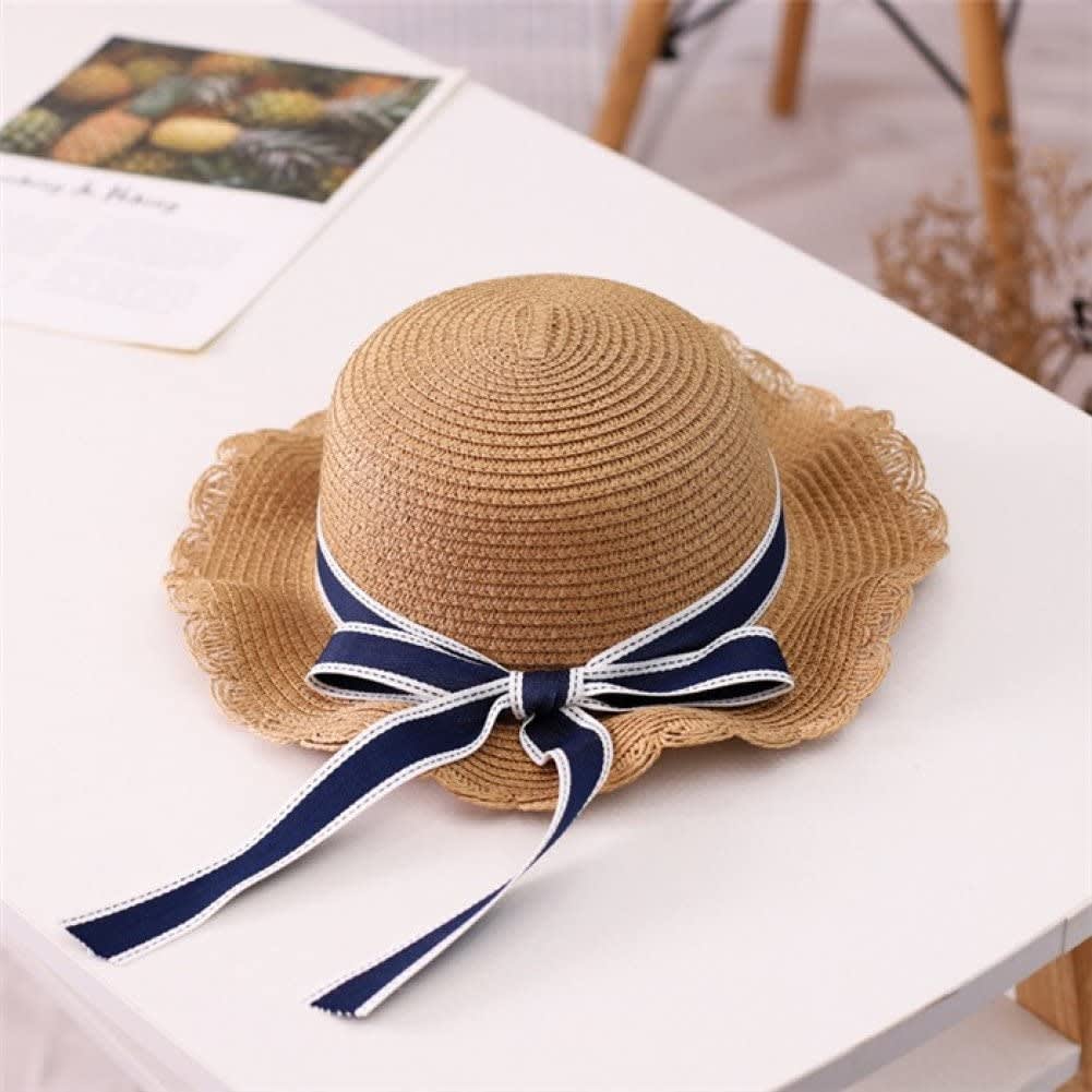 Girls Straw Hat, Floppy Roll Up Summer Cap Bowknot Beach Hat Wide Panama Hat for Kids Children thumbnail 4