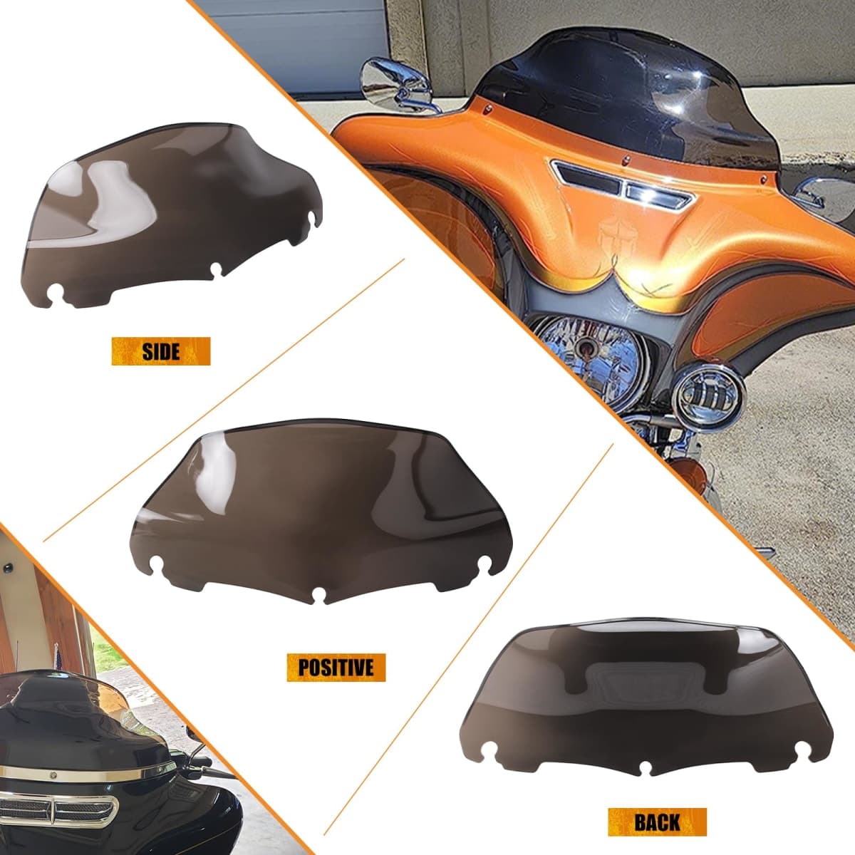 HCmotorku Motorcycle 9 inch Wave Windshield Windscreen Fit for Harley Touring Street Glide FLHX Electra Glide FLHT Ultra Limited FLHTK Tri Glide FLHTCUTG 2014-2025 (Smoke) thumbnail 2