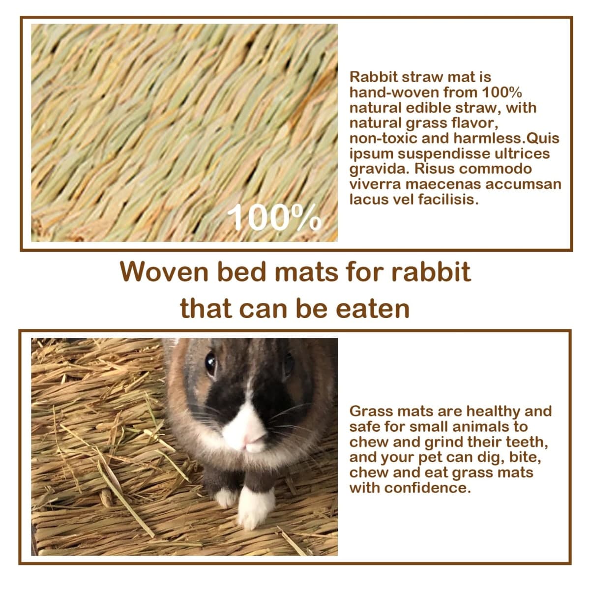 MUYG Grass Mats for Rabbits,Rabbit Grass Matts Bunny Natural Straw Woven Bed Small Animal Hay Mat Sleeping, Chewing, Nesting and Toys for Guinea Pig Hamster and Rat Bed Mat (6 Pcs) thumbnail 4