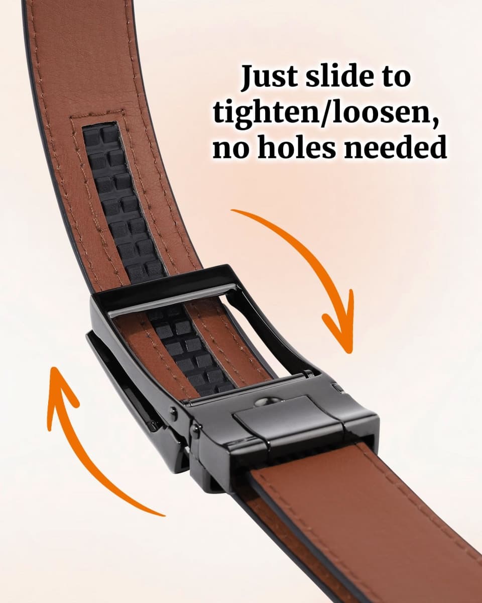 Monopa Boys Ratchet Belt for Kids - Black and Brown Leather Belts for Dress Uniform Jeans thumbnail 2