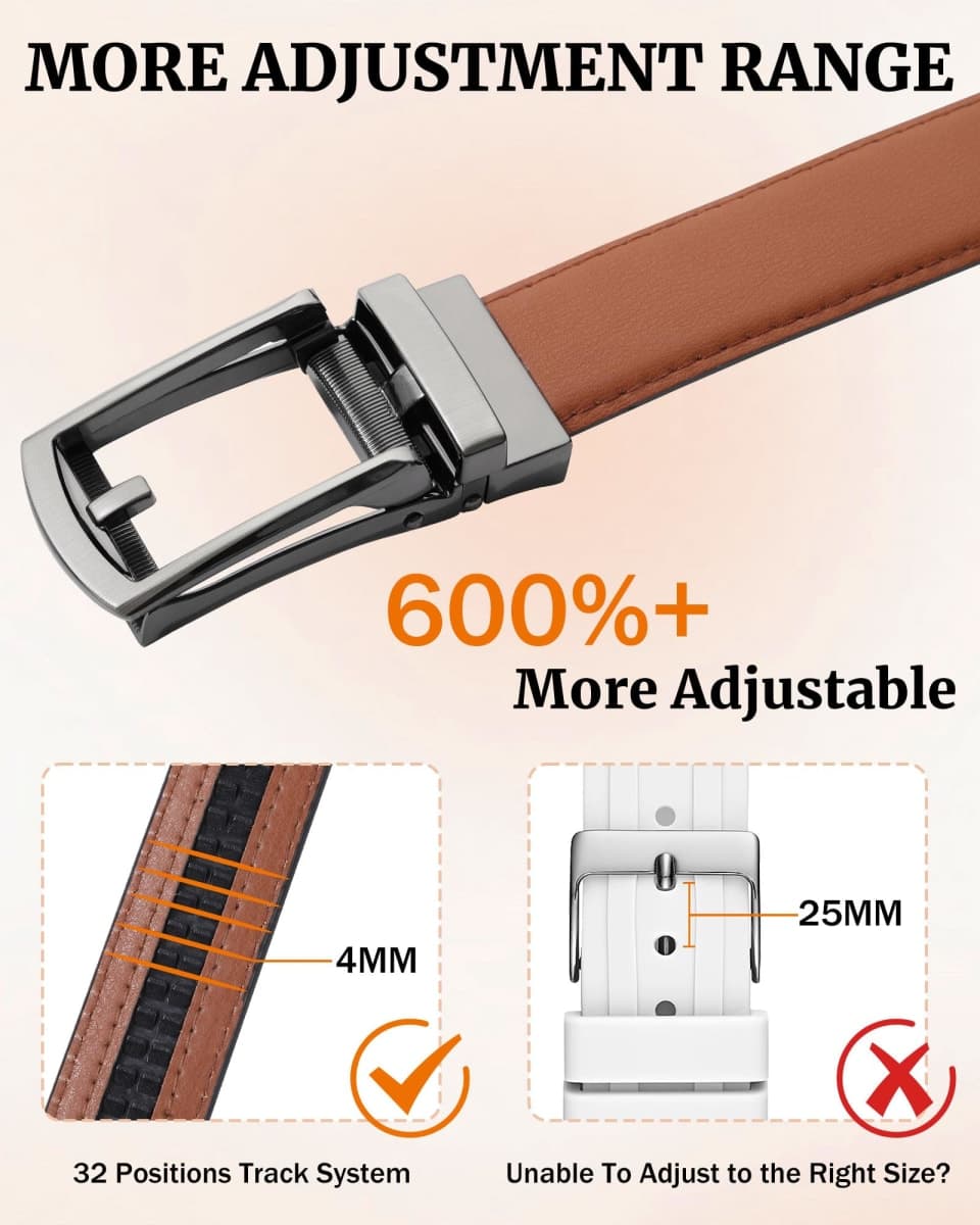 Monopa Boys Ratchet Belt for Kids - Black and Brown Leather Belts for Dress Uniform Jeans thumbnail 3