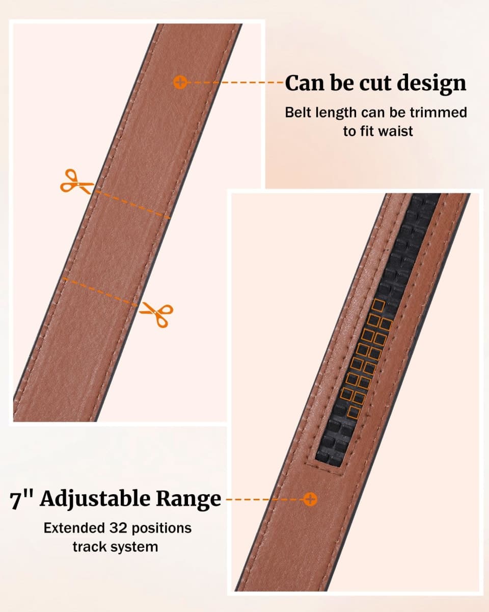 Monopa Boys Ratchet Belt for Kids - Black and Brown Leather Belts for Dress Uniform Jeans thumbnail 4