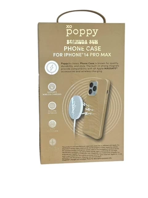 xo poppy Silicone Phone Case Compatible with iPhone 14 Pro Max, MagSafe Compatible –Slim & Lightweight, Soft Smooth Finish, Durable Protective Cover (Bermuda Sun) Beige thumbnail 2