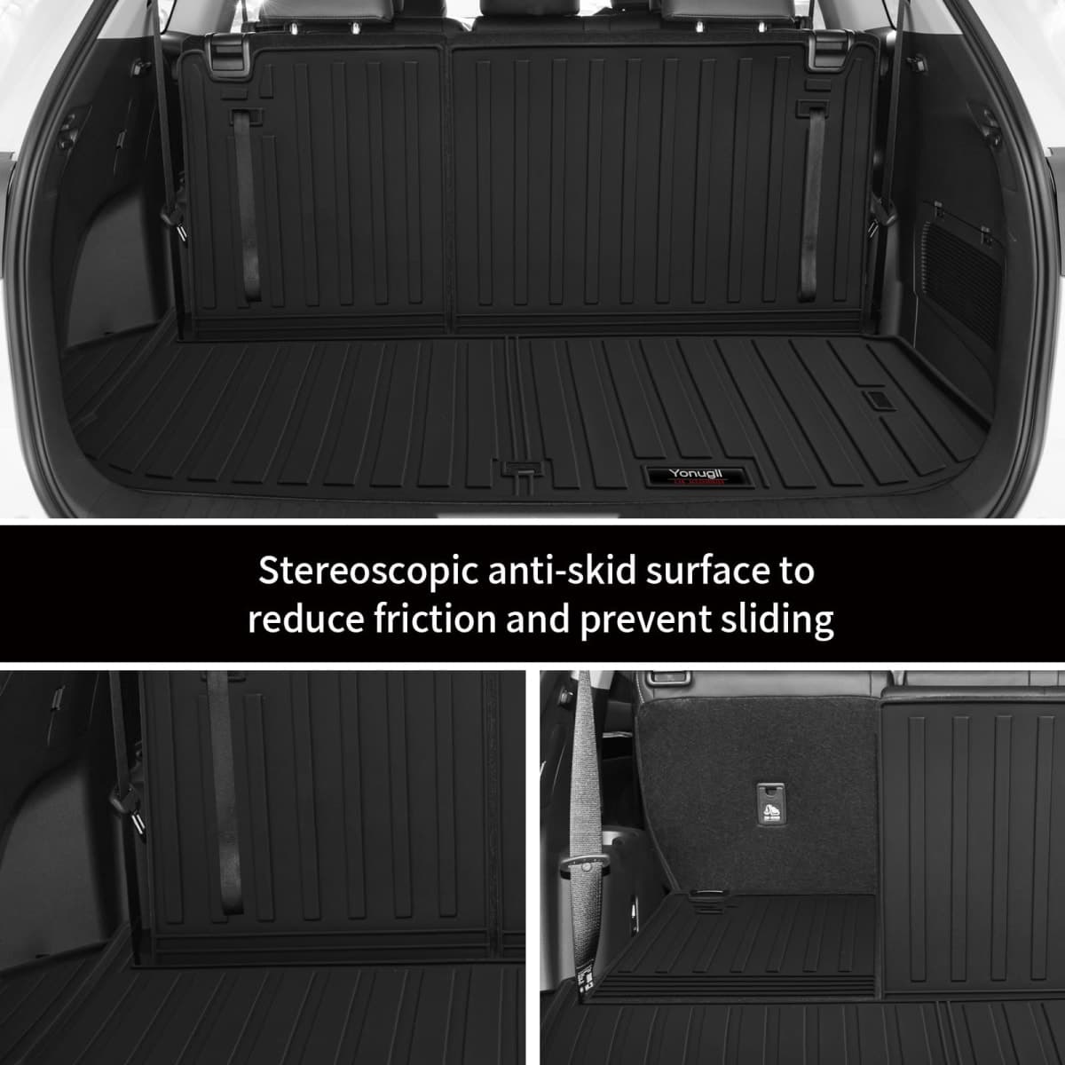 Custom for 2020-2025 2026 Toyota Highlander Trunk Cargo Mats with 3rd Backrest Mat All Weather TPE Protection Accessories (Not Fit with Subwoofer) (for 2020-2026 Toyota Highlander) thumbnail 2