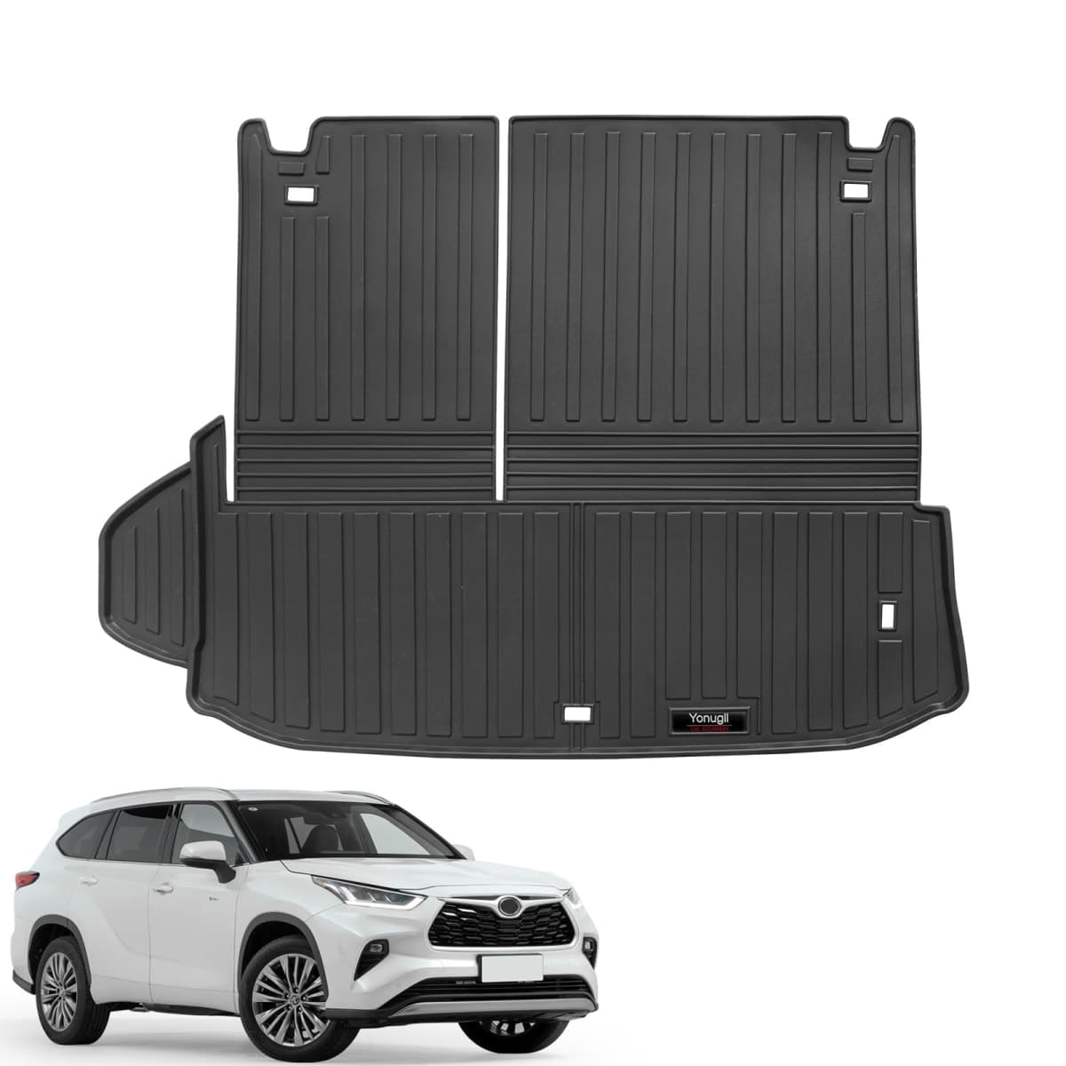 Custom for 2020-2025 2026 Toyota Highlander Trunk Cargo Mats with 3rd Backrest Mat All Weather TPE Protection Accessories (Not Fit with Subwoofer) (for 2020-2026 Toyota Highlander) thumbnail 3