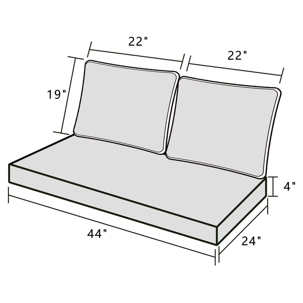 Outdoor Loveseat Cushion Set 44'' x 24'', Outdoor Cushions for Patio Furniture with Fastness Cover, Water Repellent Outdoor Seat Cushion and Couch Back Cushions for Bench, and Swing (Solid Beige) thumbnail 2