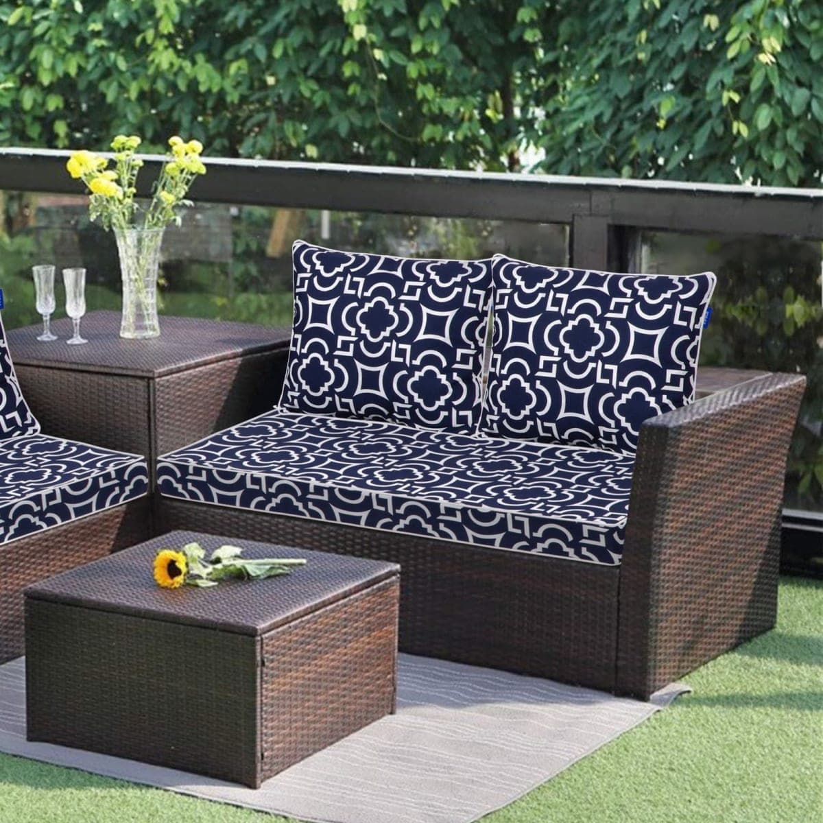 Outdoor Loveseat Cushion Set 44'' x 24'', Outdoor Cushions for Patio Furniture with Fastness Cover, Water Repellent Outdoor Seat Cushion and Couch Back Cushions for Bench, and Swing (Solid Beige) thumbnail 3