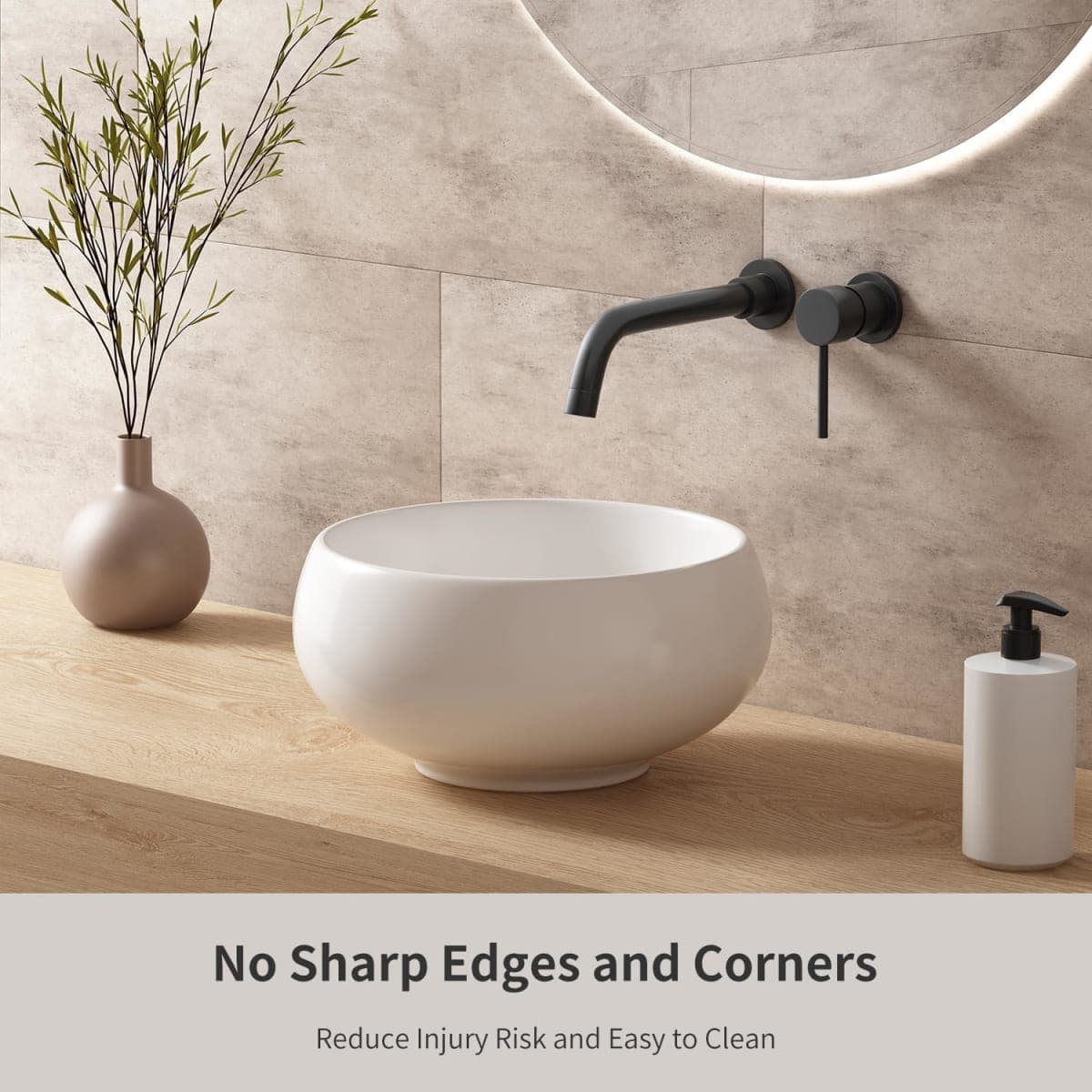 Extra Small Bathroom Sink Above Counter, OCEALAGOON 12 Inch Round Bathroom Vessel Sink, White Porcelain Sink Bowls for Bathroom Vanity, RV Camper Bathroom Sink thumbnail 2