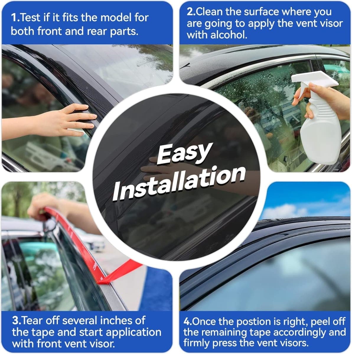 Window Visors Rain Guards for 2001-2006 Hyundai Santa Fe thumbnail 4