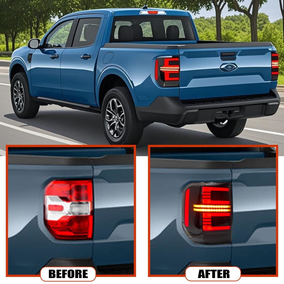 ATDK GROUP LED Tail Lights Assembly for Ford Maverick 2022-2025 Pickup, Smoked Lens Rear Lamps for Maverick with Animation DRL Sequential Indicator, Plug & Play thumbnail 5