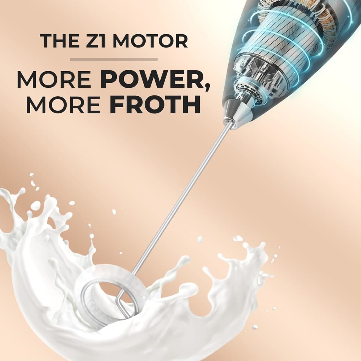 17 x Zulay Kitchen Powerful Milk Frother Wand - Ultra Fast Handheld Drink Mixer - Electric Whisk Foam Maker for Coffee, Lattes, Cappuccino, Frappe, Matcha, Hot Chocolate & Coffee Creamer - Milk Boss Black thumbnail 4