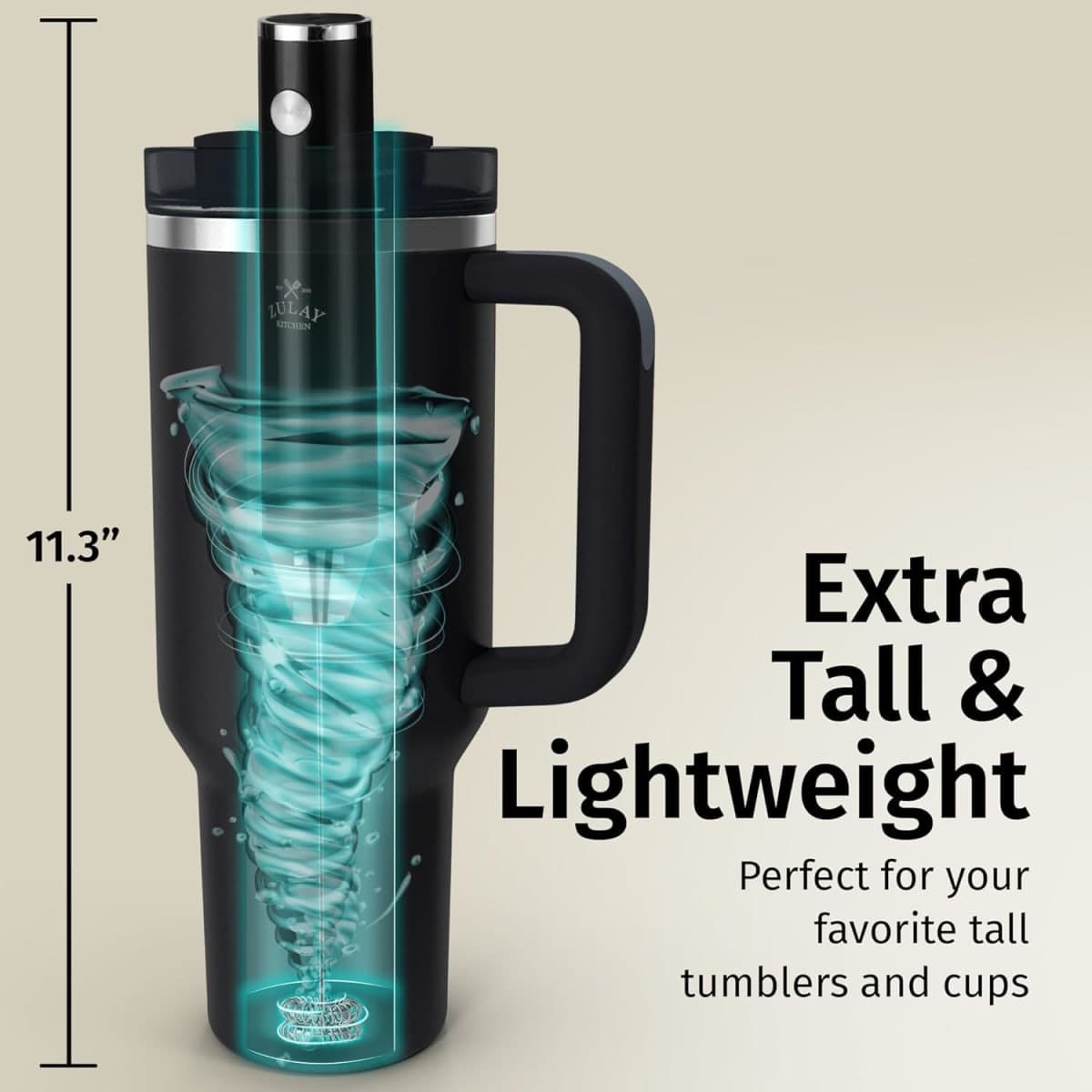 Zulay Kitchen Milk Frother Handheld Rechargeable Lux - Electric Coffee Frother - Powerful 2-Speed Motor, Waterproof - Drink Mixer for Latte, Coffee, Cappuccino & Protein Powder - Obsidian Black thumbnail 5