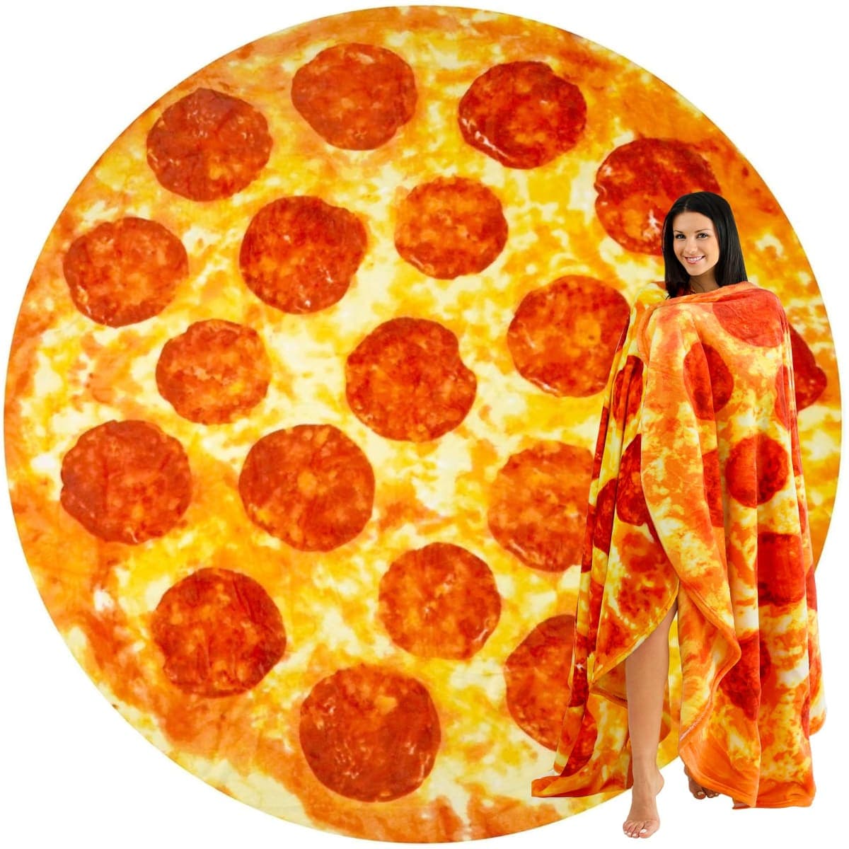 Zulay Kitchen Pepperoni Pizza Blanket - Novelty Big Pie Throw Adult and Kids - Premium Soft Flannel Round Pepperoni Cover for Indoors, Outdoors, Travel, Home and More, 285 GSM - 36 Inches — image 1