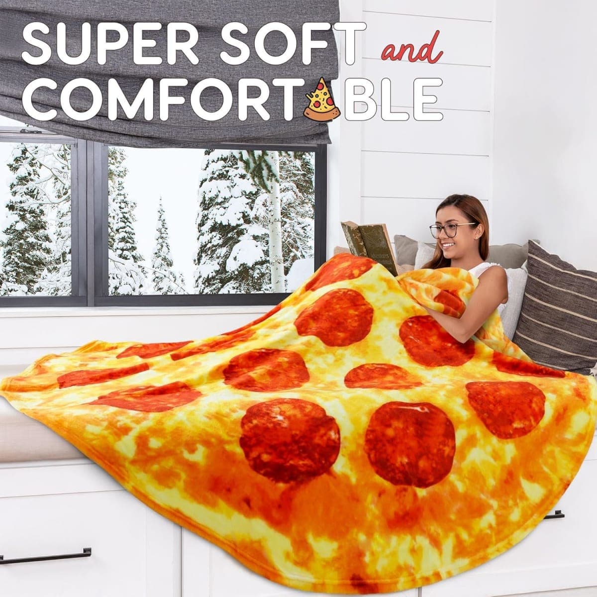 Zulay Kitchen Pepperoni Pizza Blanket - Novelty Big Pie Throw Adult and Kids - Premium Soft Flannel Round Pepperoni Cover for Indoors, Outdoors, Travel, Home and More, 285 GSM - 36 Inches thumbnail 5