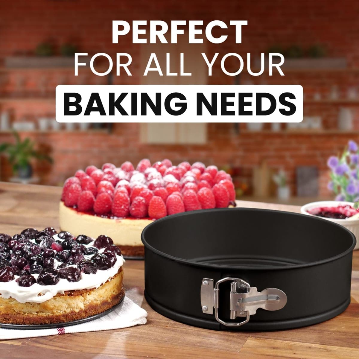 Zulay Kitchen 9-Inch Non-Stick Cheesecake Pan -Leakproof Springform Pan with Removable Bottom and Easy Release - Round Cake Pan for Baking Cheesecake, Deep Dish Pizza (Black) thumbnail 2