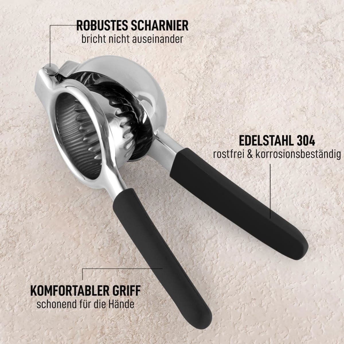 Zulay Lemon Squeezer Stainless Steel with Premium Heavy Duty Solid Metal Squeezer Bowl and Food Grade Silicone Handles - Large Manual Citrus Press Juicer and Lime Squeezer Stainless Steel (Black) thumbnail 4