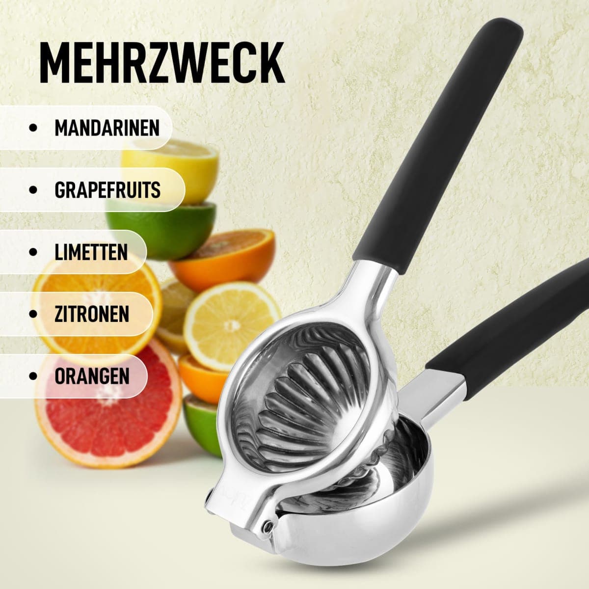 Zulay Lemon Squeezer Stainless Steel with Premium Heavy Duty Solid Metal Squeezer Bowl and Food Grade Silicone Handles - Large Manual Citrus Press Juicer and Lime Squeezer Stainless Steel (Black) thumbnail 5