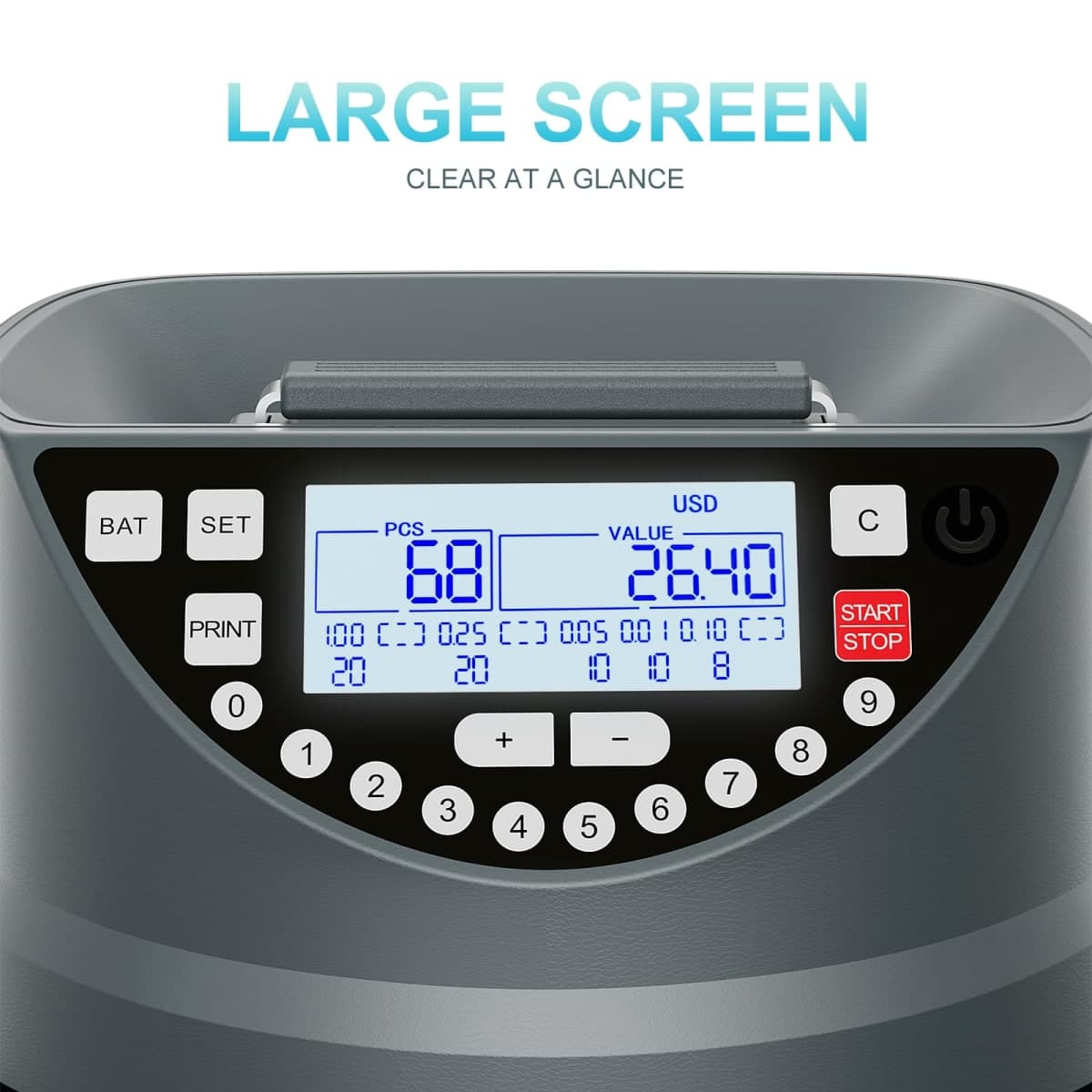 Aneken Coin Counter and Sorter with TFT Display - Accurate Coin Sorting Machine for 5 Coin Values, Smooth Operation at Up to 300 Coins Per Minute, Ideal for Efficient Money Management thumbnail 4