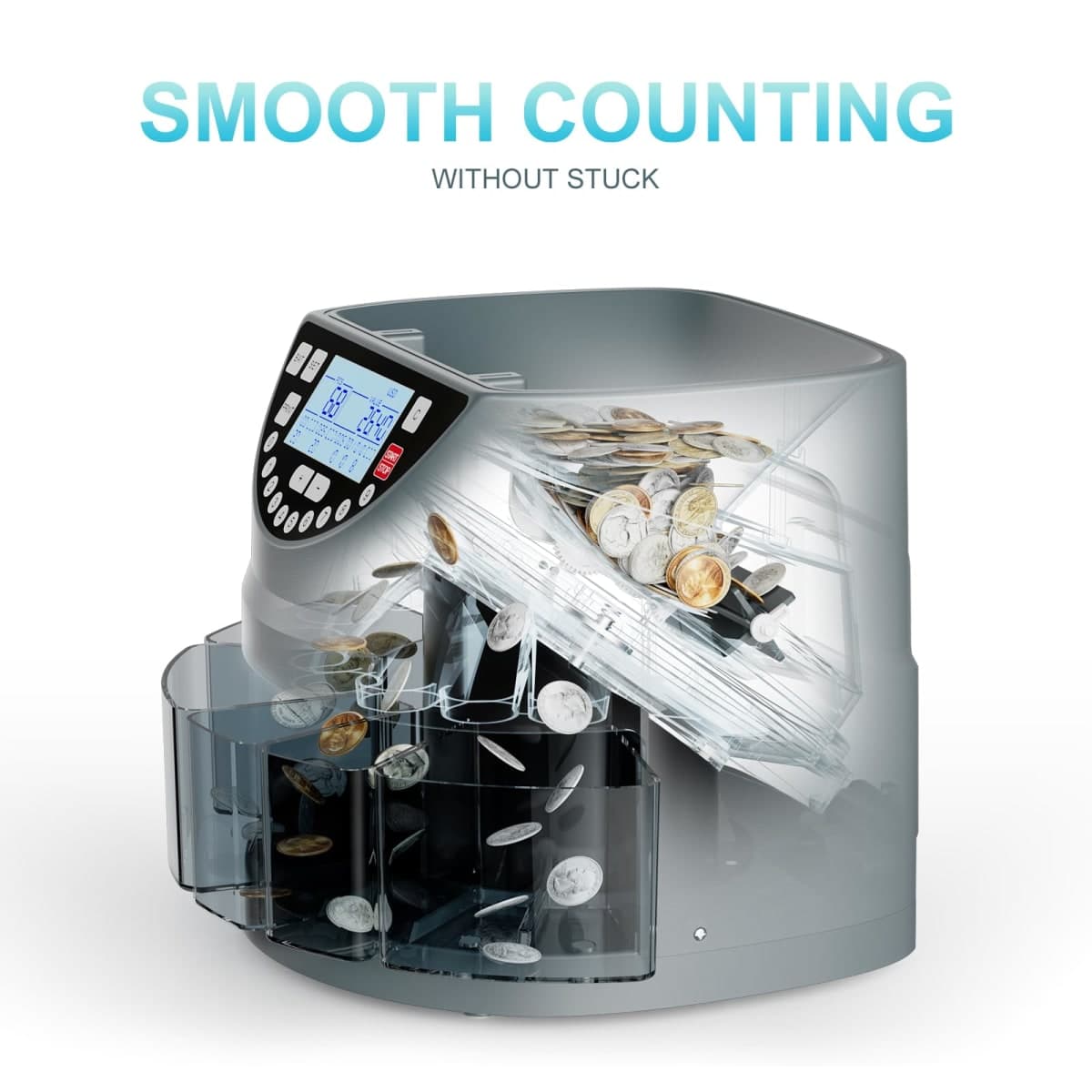 Aneken Coin Counter and Sorter with TFT Display - Accurate Coin Sorting Machine for 5 Coin Values, Smooth Operation at Up to 300 Coins Per Minute, Ideal for Efficient Money Management thumbnail 5