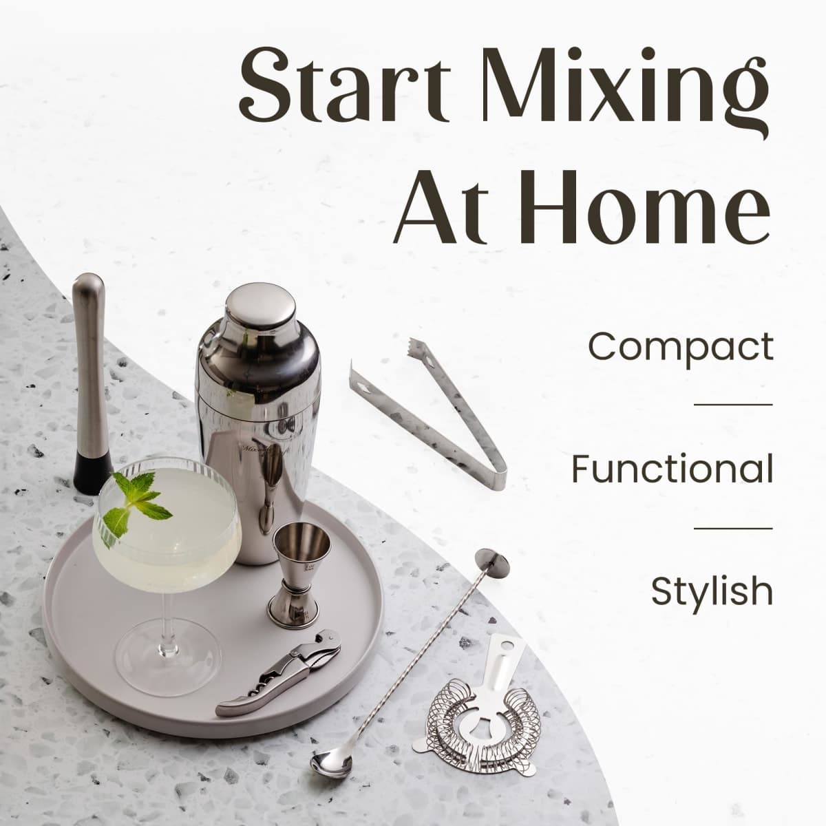 Mixology Bartender Kit: 10-Piece Bar Tool Set with Stylish Mahogany Stand - Perfect Home Bartending Kit and Martini Cocktail Shaker Set For an Awesome Drink Mixing Experience - Exclusive Recipes Bonus thumbnail 3